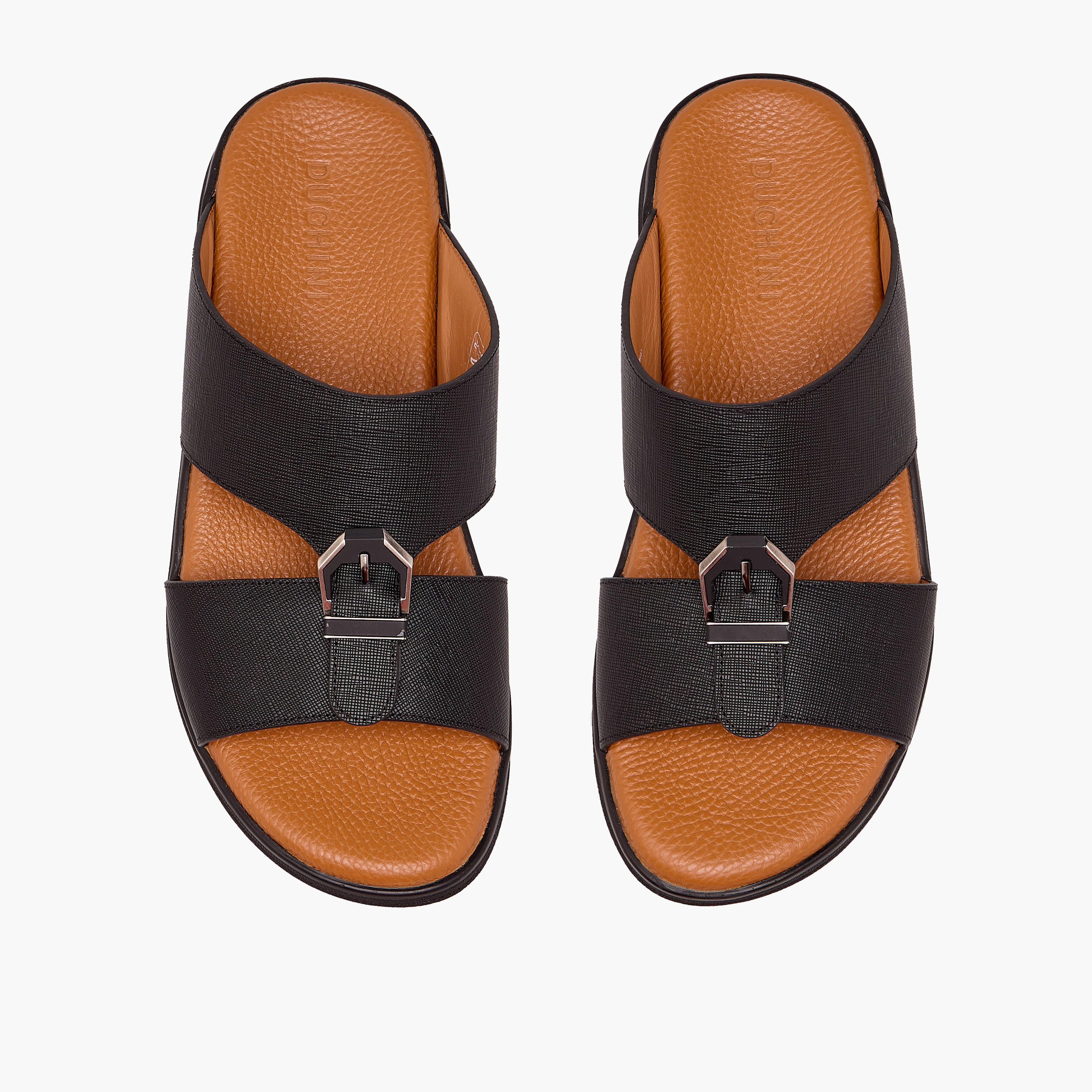 Duchini Men Textured Leather Arabic Sandals-men-shoes-sandals-image-1