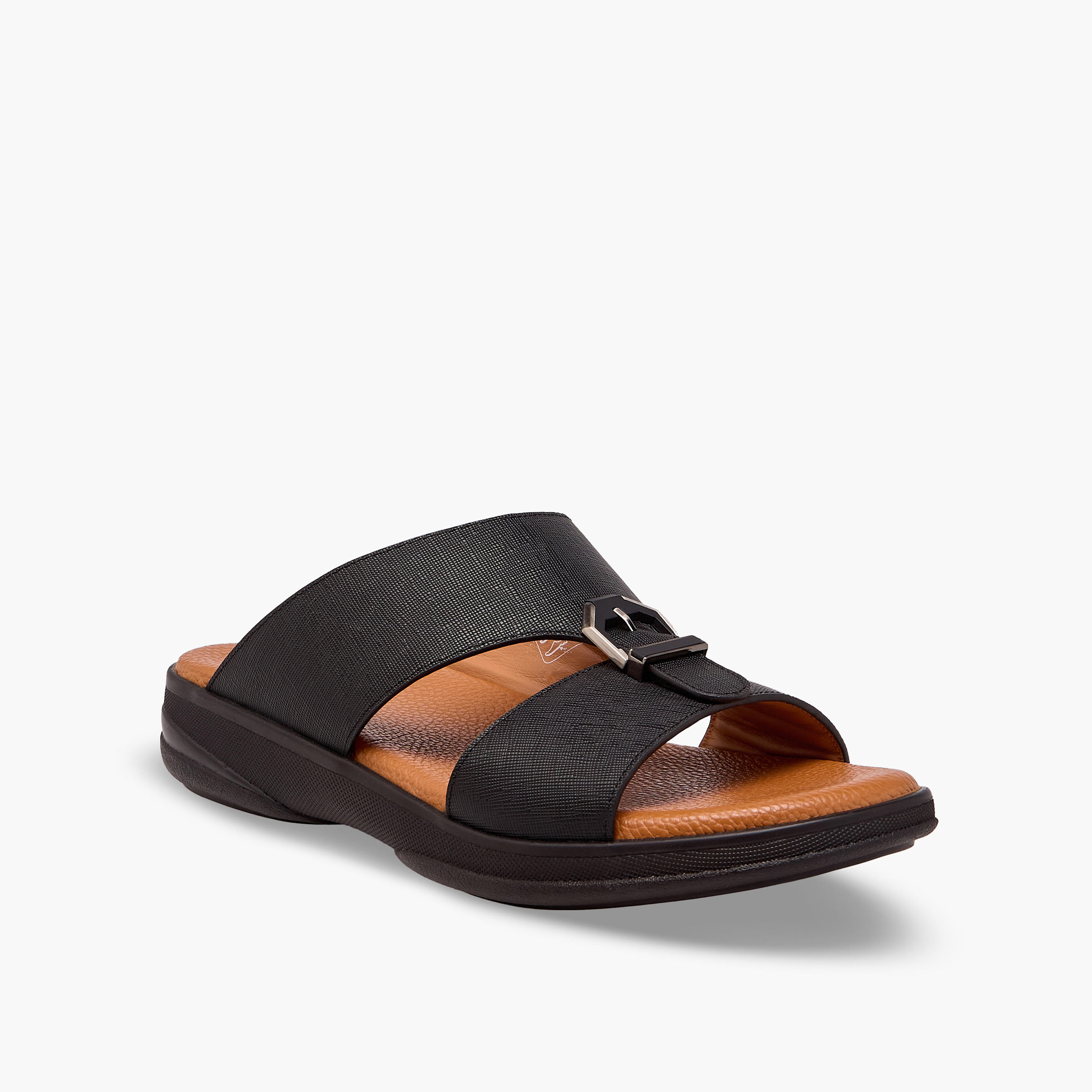 Duchini Men Textured Leather Arabic Sandals-men-shoes-sandals-image-2
