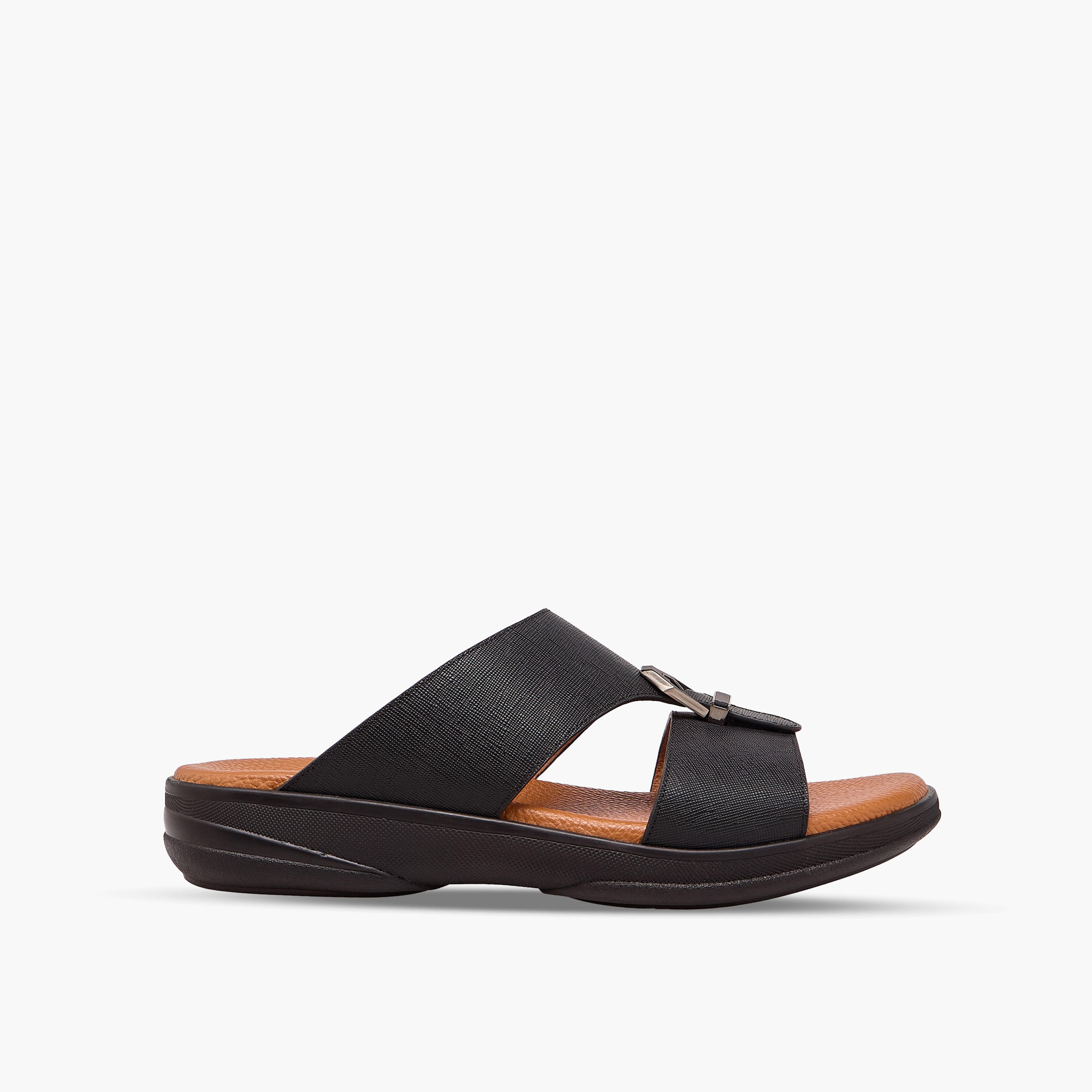 Duchini Men Textured Leather Arabic Sandals-men-shoes-sandals-image-3