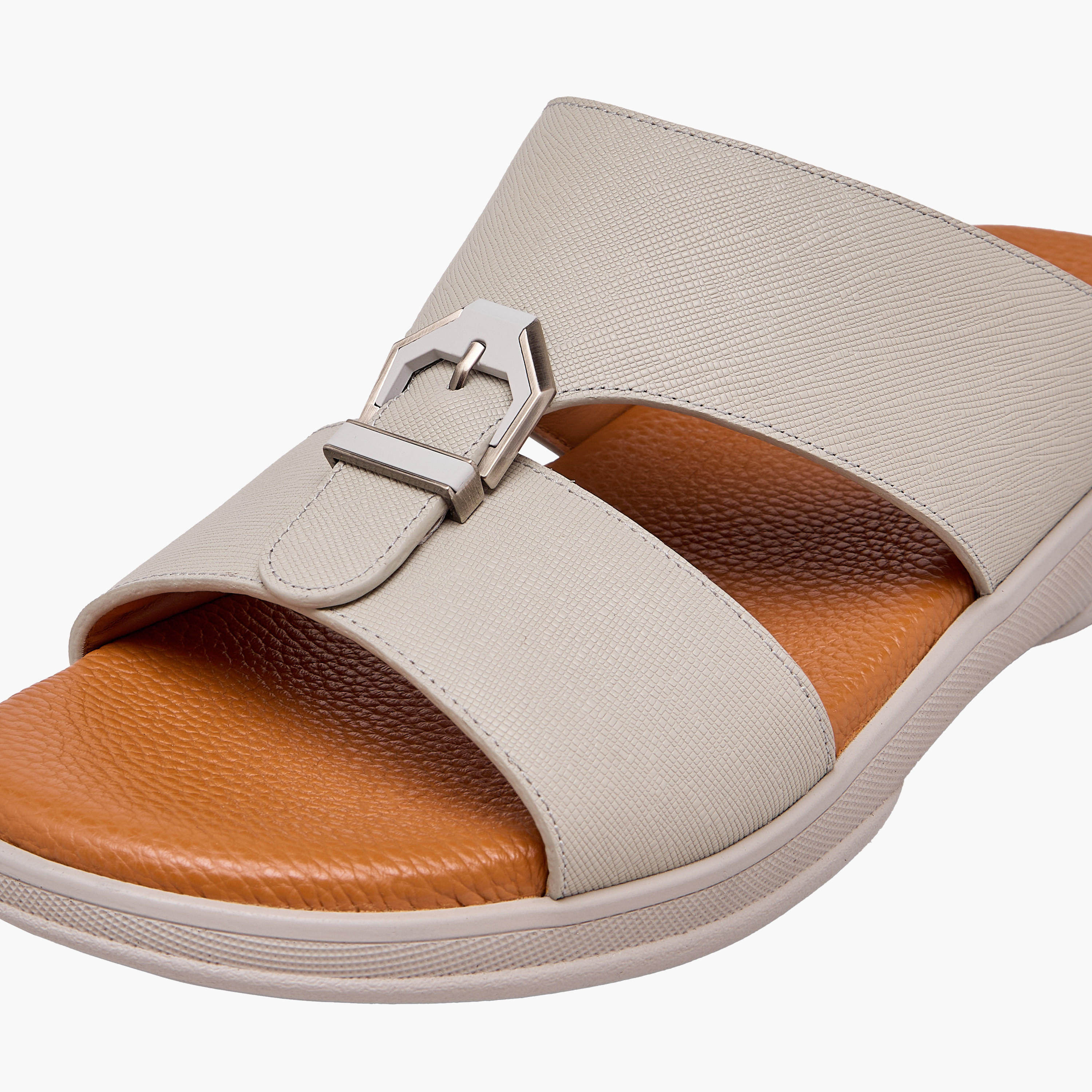 Duchini Men Textured Leather Arabic Sandals-men-shoes-sandals-image-4