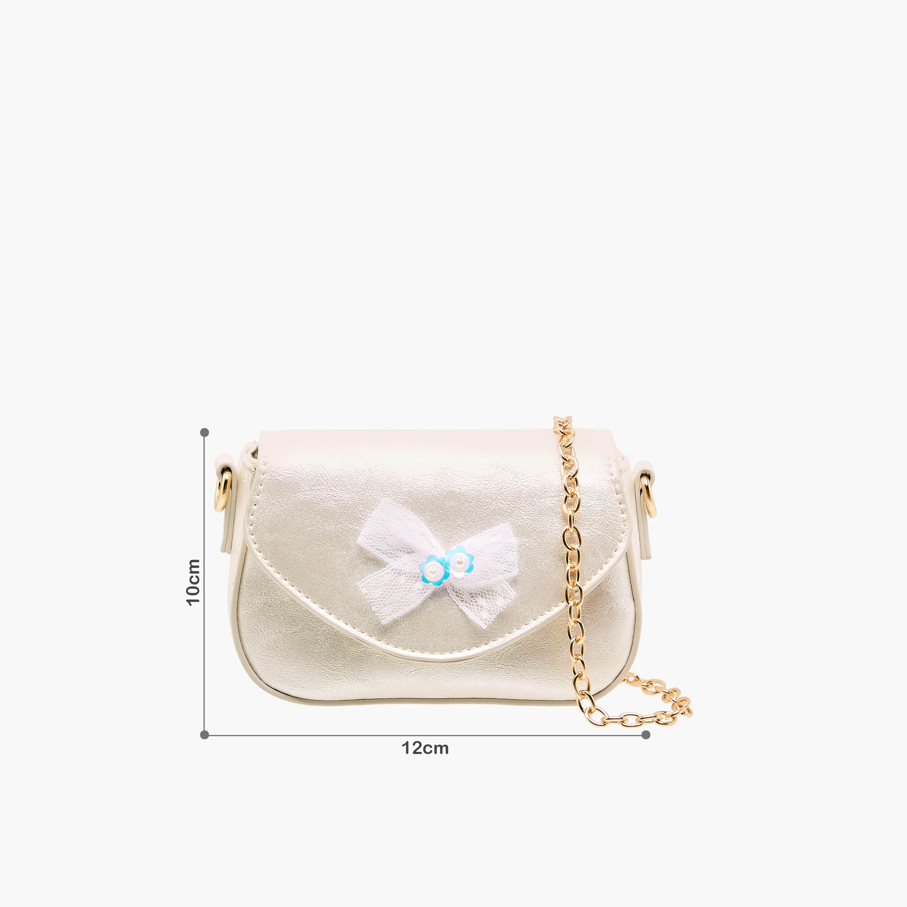 شنطة كروس بودي بزينة فيونكة وحزام سلسلة من فلورا بيلا-girls-accessories-bags-image-2