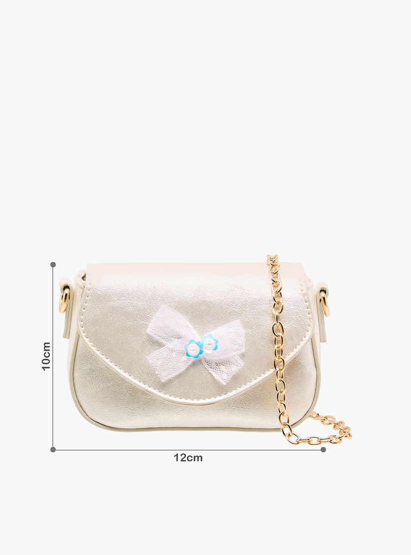 شنطة كروس بودي بزينة فيونكة وحزام سلسلة من فلورا بيلا-girls-accessories-bags-image-2