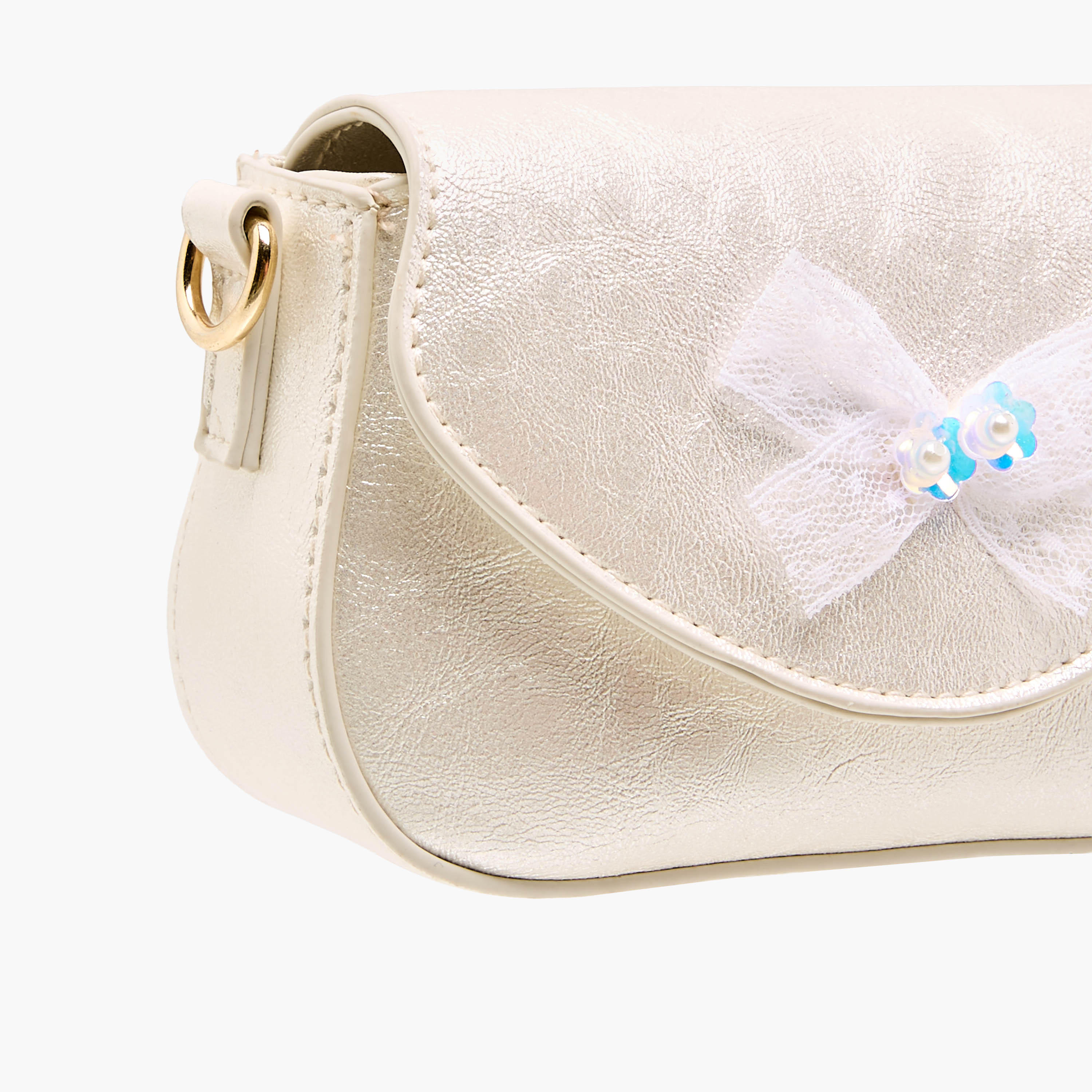 شنطة كروس بودي بزينة فيونكة وحزام سلسلة من فلورا بيلا-girls-accessories-bags-image-5