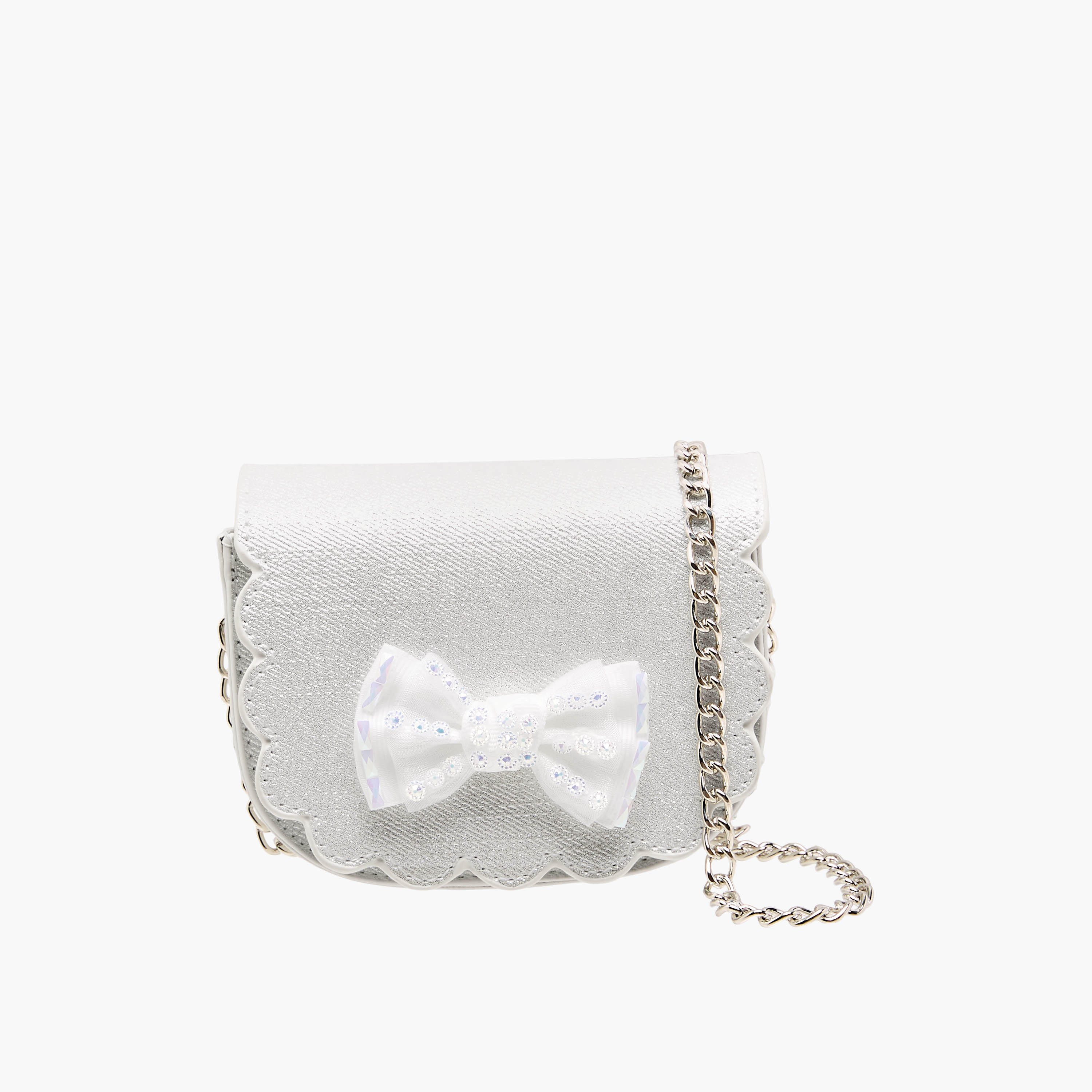 شنطة كروس بودي بحواف مموجة وحزام سلسلة من فلورا بيلا-girls-accessories-bags-image-1