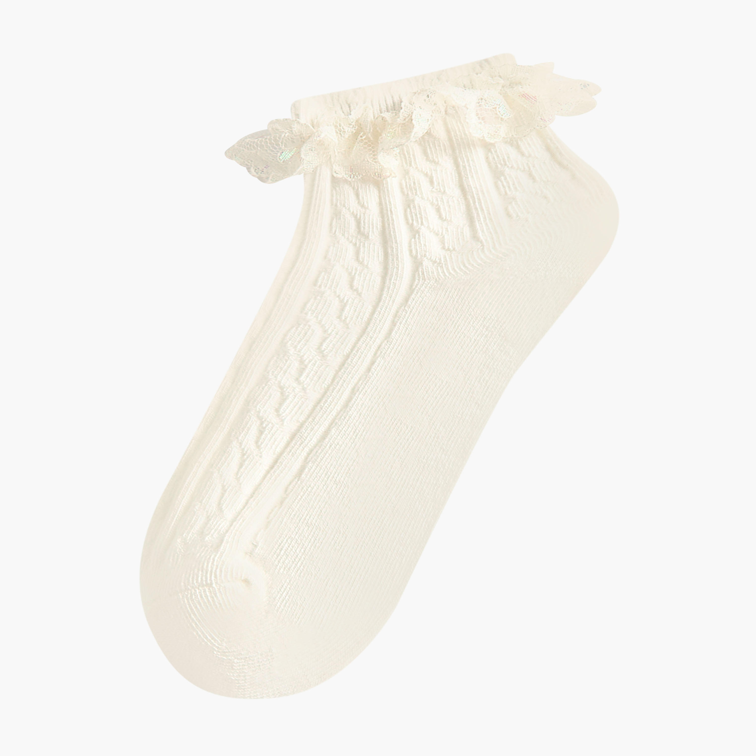 Pack of 3 Celeste Girls Socks with Embroidered Frill Detail-girls-accessories-socks-image-2