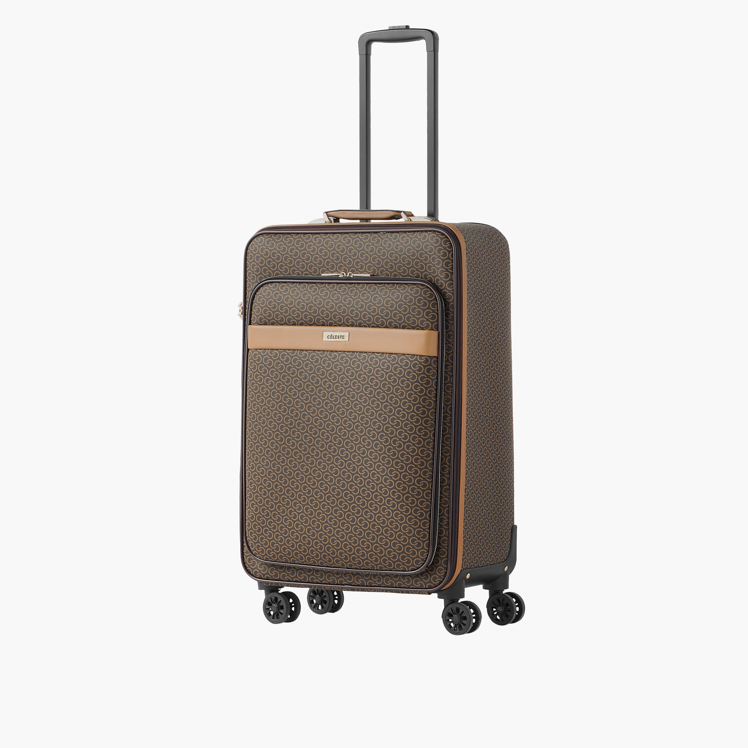 Celeste Monogram Print 4-Wheel Softcase Trolley Bag with Retractable Handle-travel-luggagesandbags-luggage-image-2