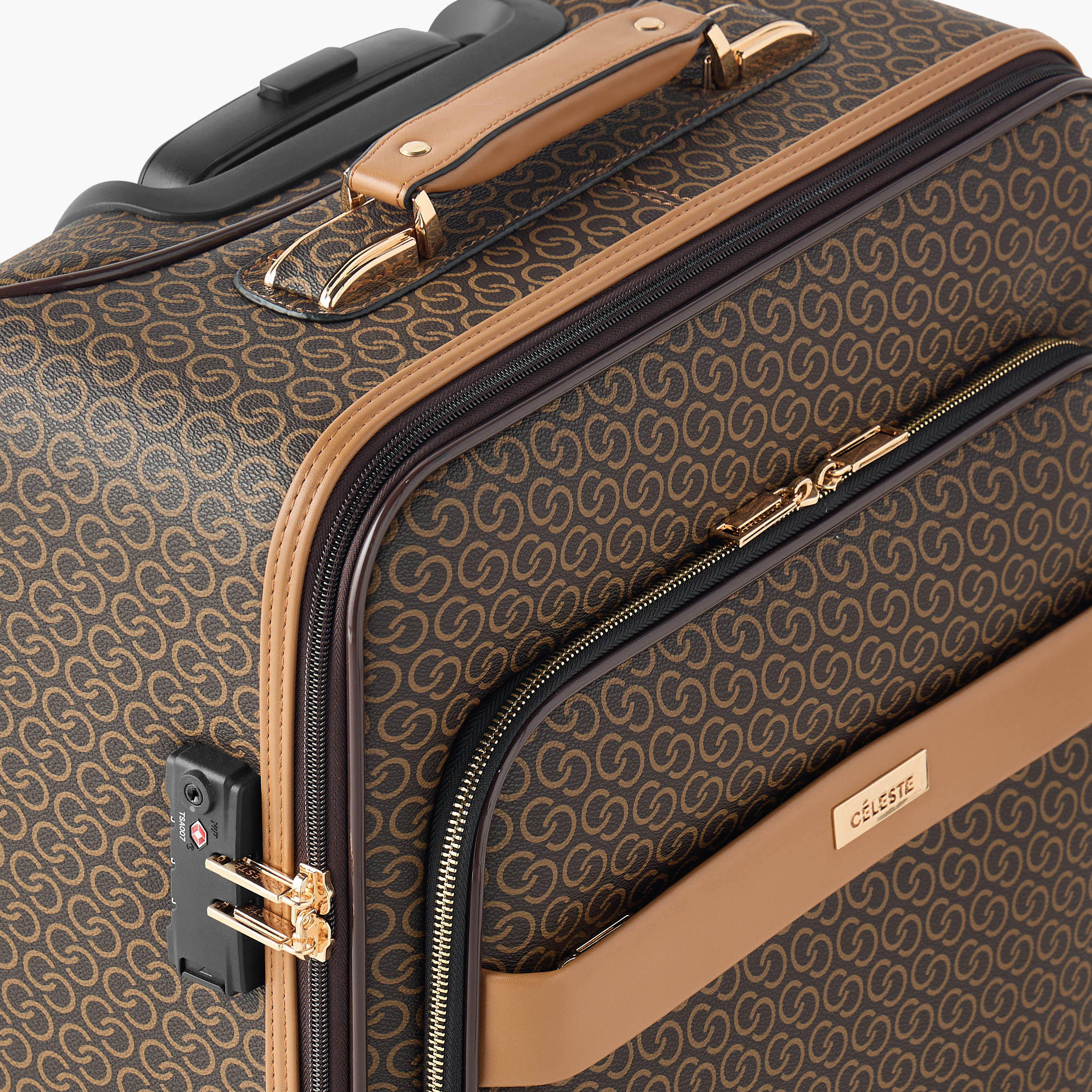 Celeste Monogram Print 4-Wheel Softcase Trolley Bag with Retractable Handle-travel-luggagesandbags-luggage-image-5