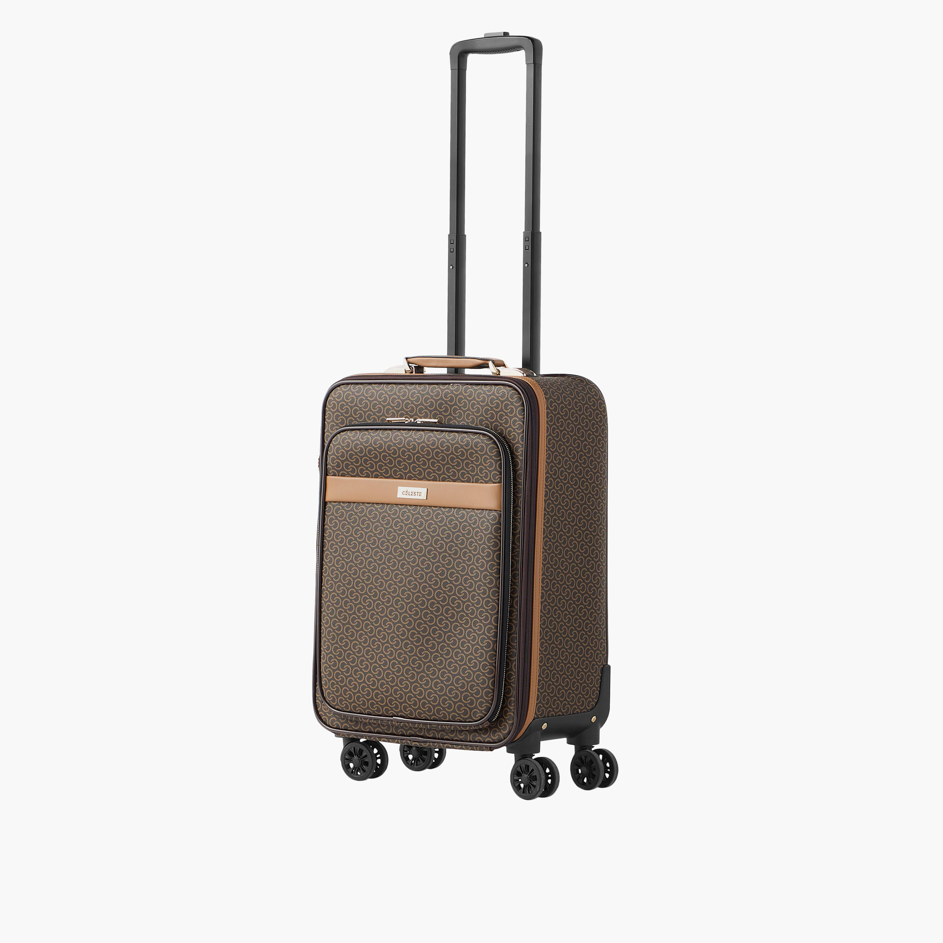 Celeste Monogram Print Softcase Trolley Bag with Retractable Handle-travel-luggagesandbags-luggage-image-2