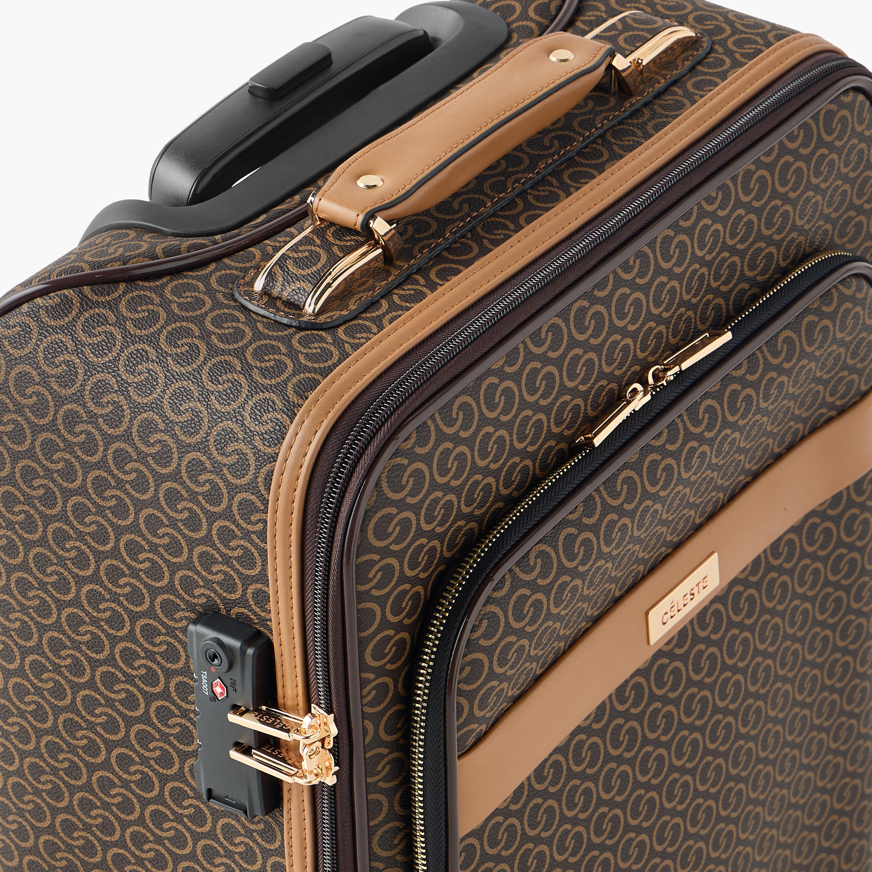 Celeste Monogram Print Softcase Trolley Bag with Retractable Handle-travel-luggagesandbags-luggage-image-5