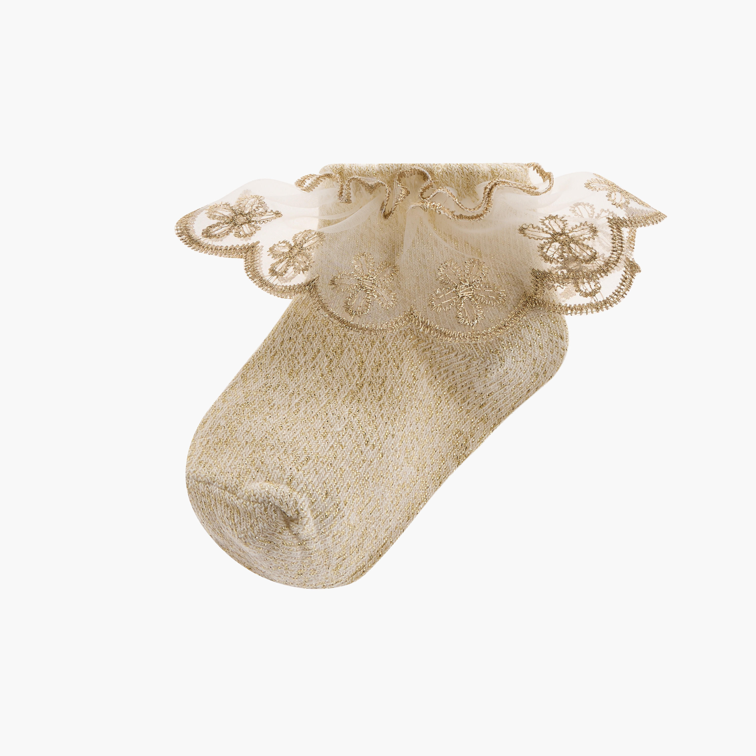 Barefeet Floral Lace Ankle Length Socks with Frill Detail - Set of 2-girls-accessories-socks-image-2