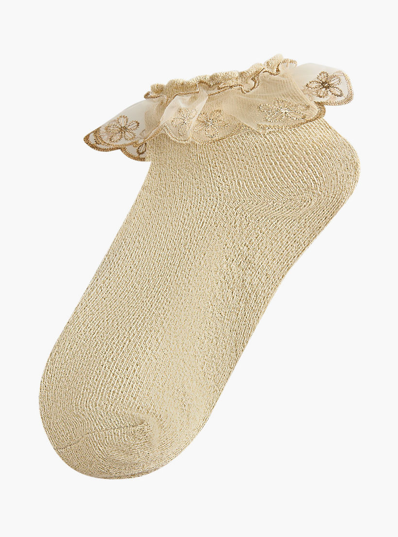جوارب بتفاصيل كشكش مطرزة للبنات من سيليست - عبوة من زوجين-girls-accessories-socks-image-2