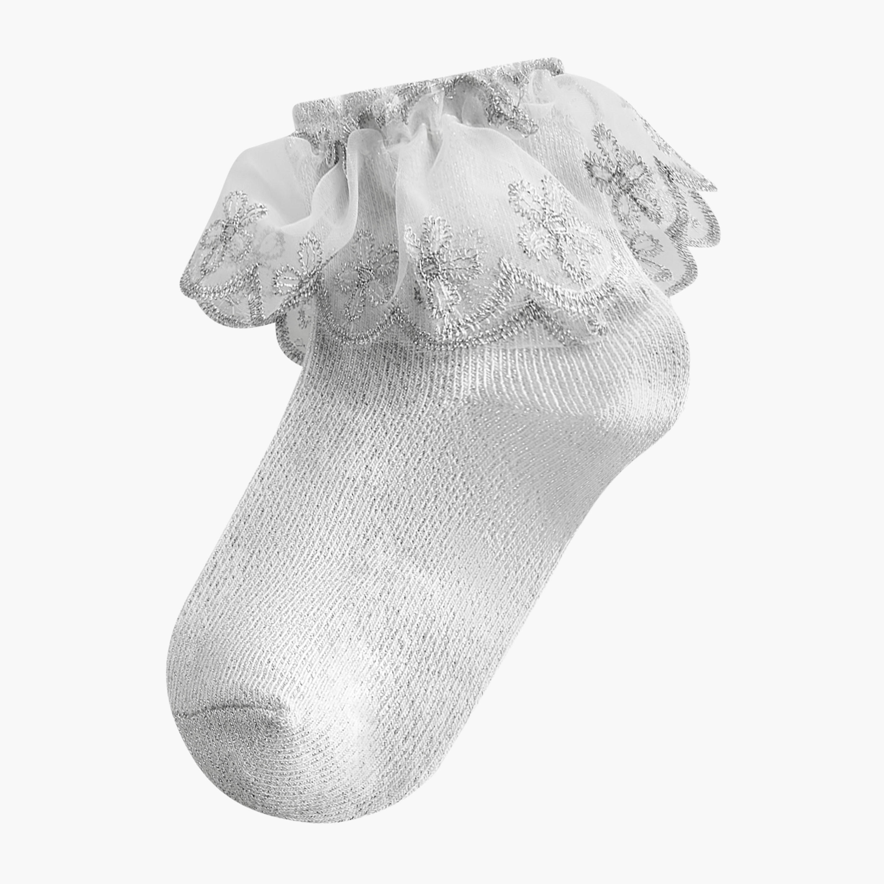 Pack of 2 Celeste Girls Socks with Embroidered Frill-girls-accessories-socks-image-2