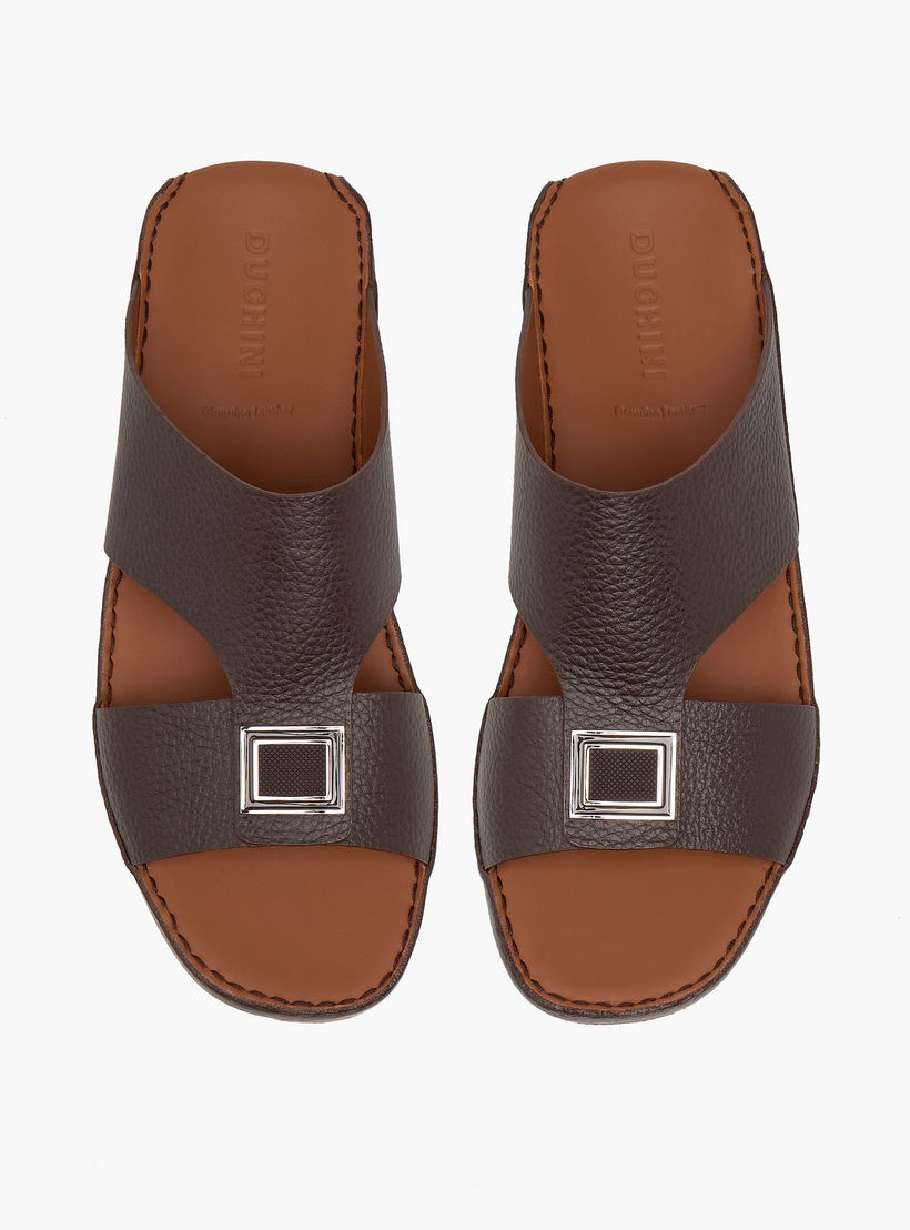 Duchini Men Textured Leather Arabic Sandals-men-shoes-sandals-image-1