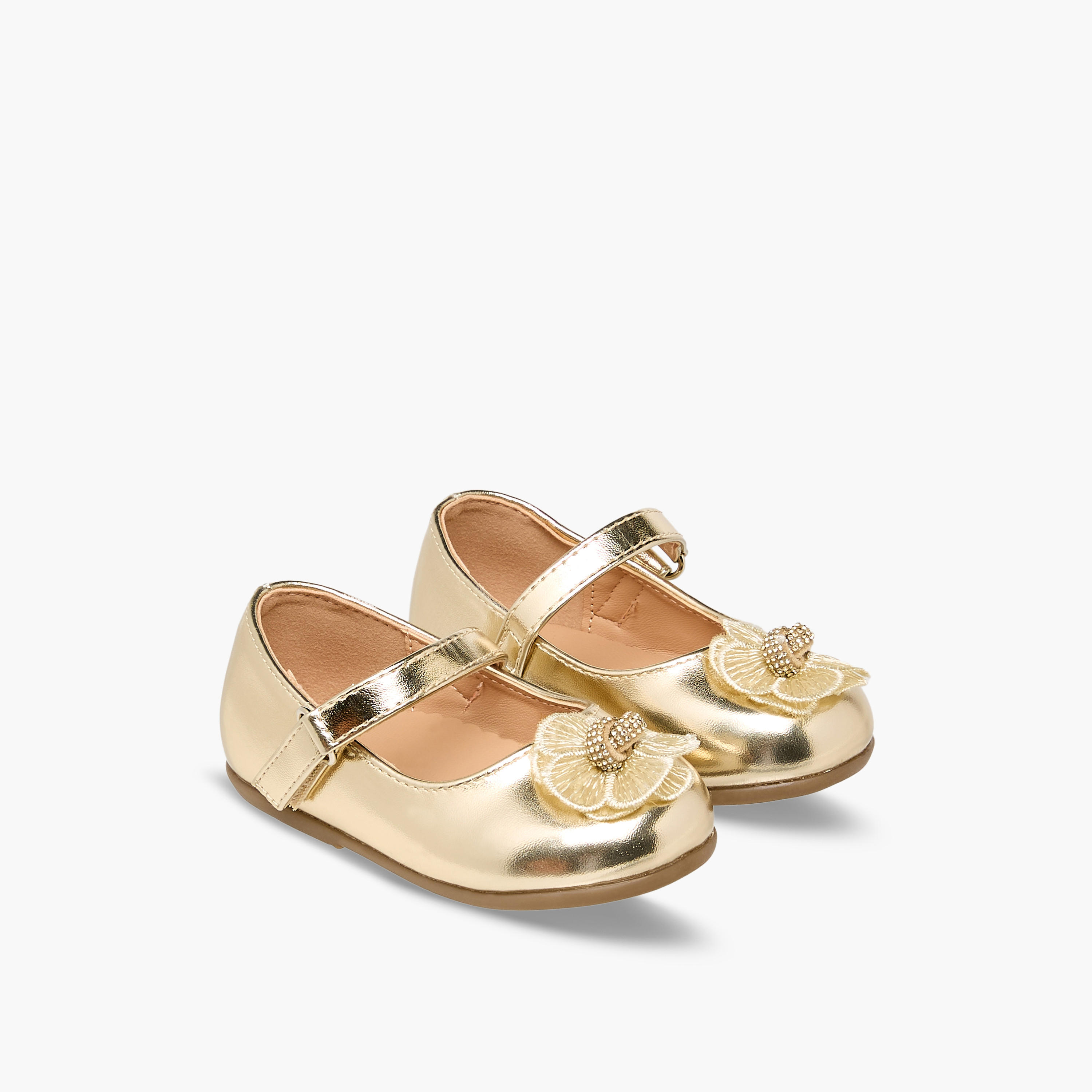 حذاء ماري جين بشريط إغلاق لاصق وزخارف زهرية من فلورا بيلا-baby-girls-shoes-closedshoes-image-1