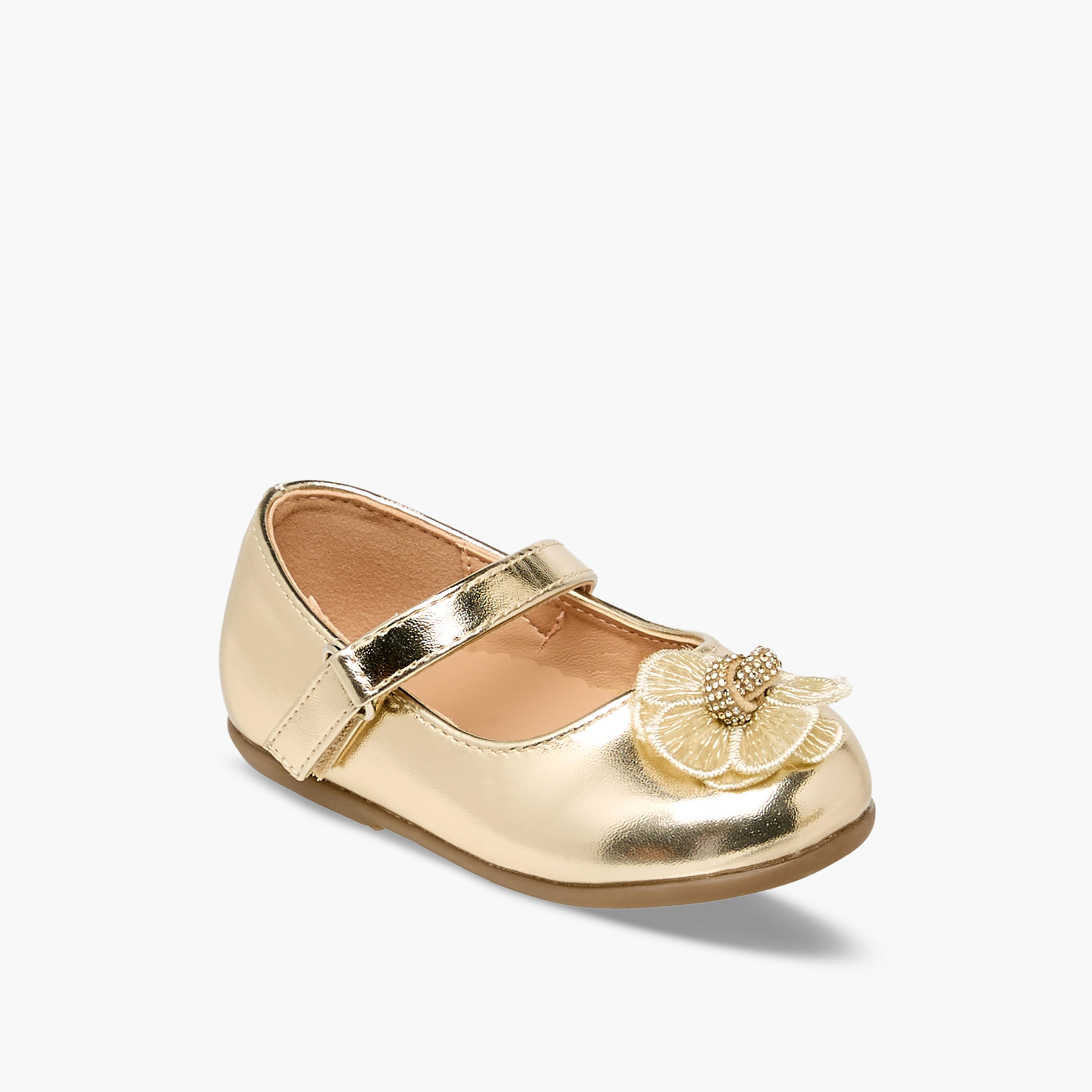 حذاء ماري جين بشريط إغلاق لاصق وزخارف زهرية من فلورا بيلا-baby-girls-shoes-closedshoes-image-2