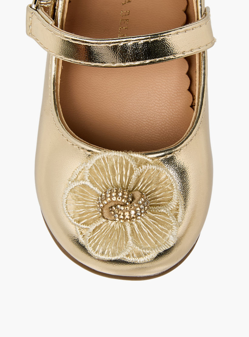 حذاء ماري جين بشريط إغلاق لاصق وزخارف زهرية من فلورا بيلا-baby-girls-shoes-closedshoes-image-4
