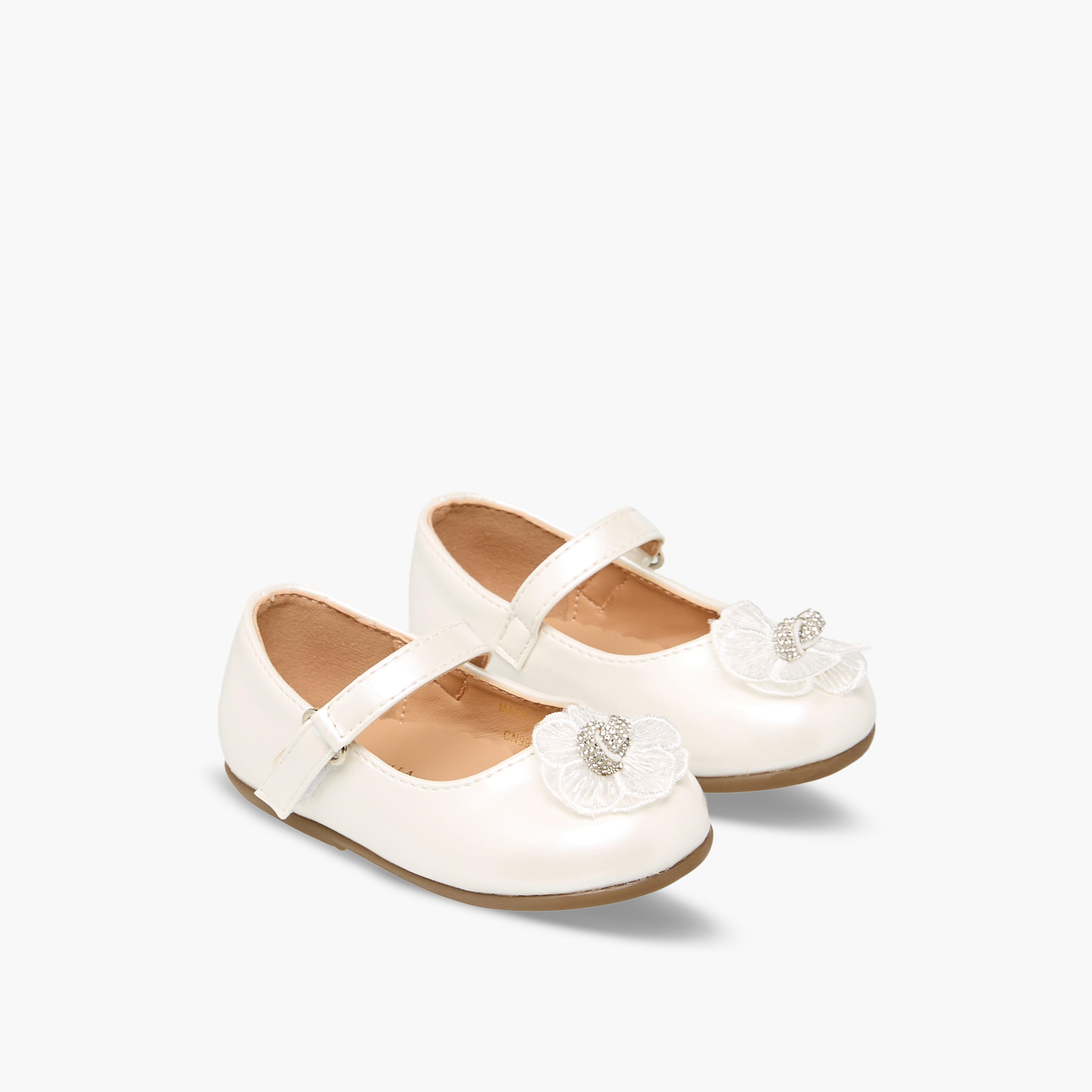 Flora Bella Mary Jane Shoes with Hook & Loop, Floral accent-baby-girls-shoes-closedshoes-image-1