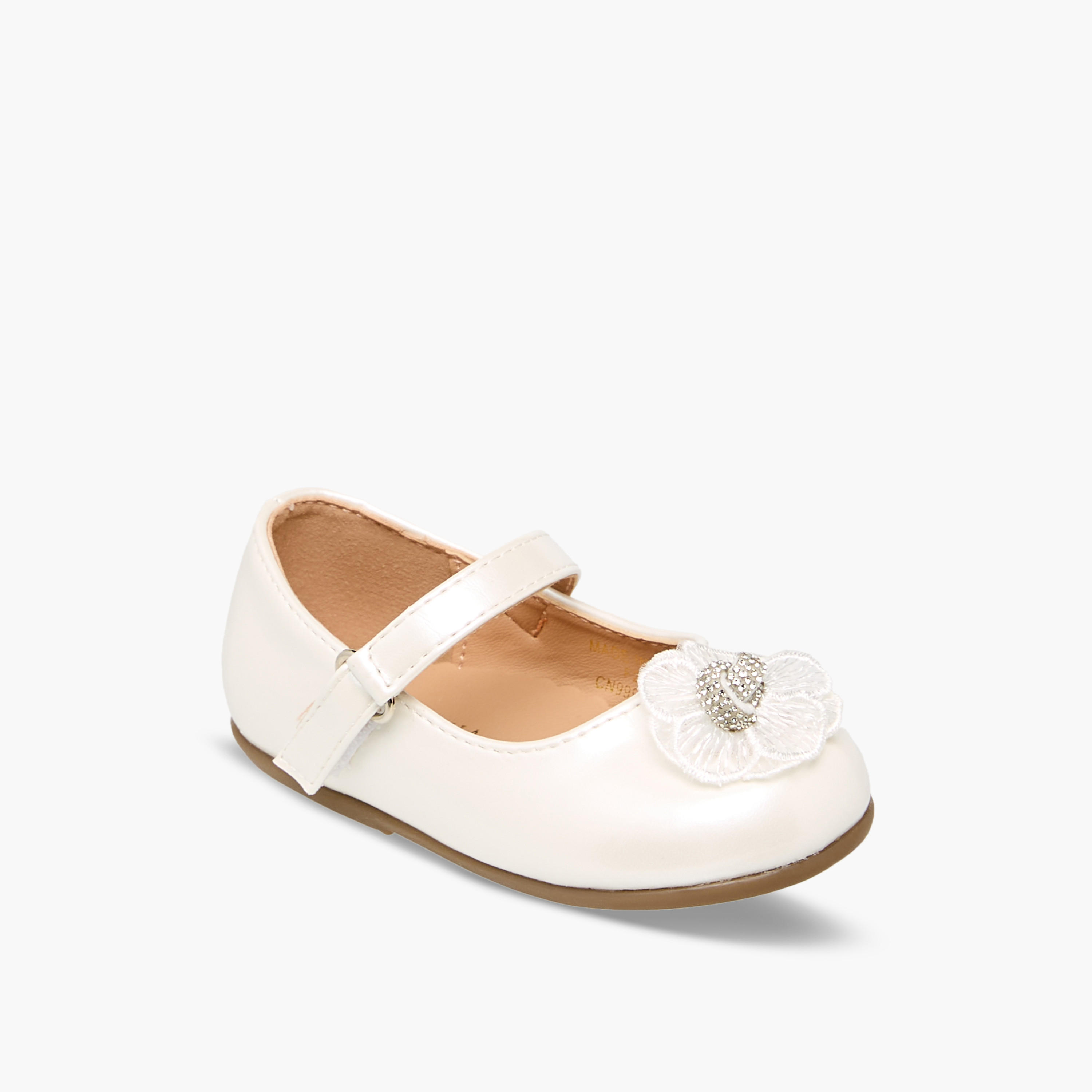 Flora Bella Mary Jane Shoes with Hook & Loop, Floral accent-baby-girls-shoes-closedshoes-image-2