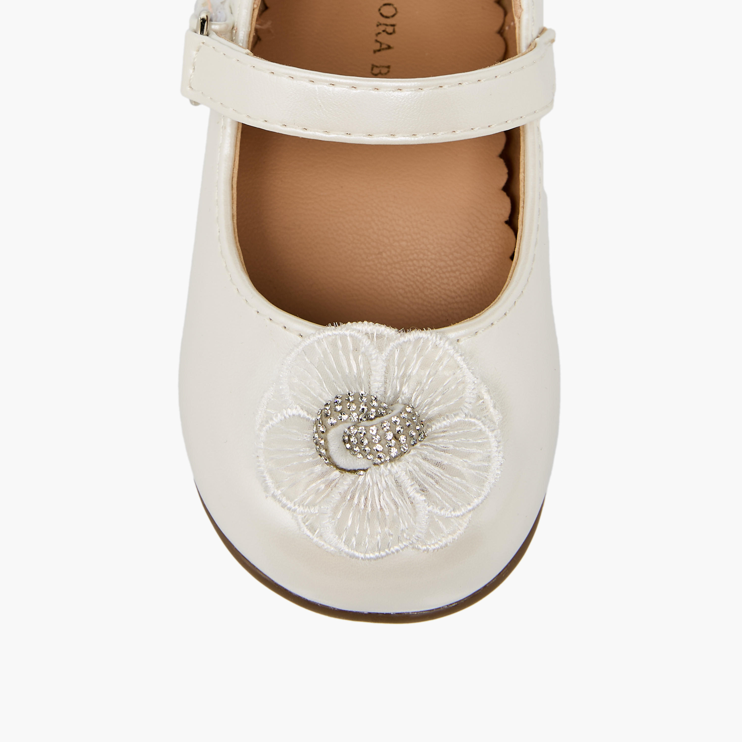 Flora Bella Mary Jane Shoes with Hook & Loop, Floral accent-baby-girls-shoes-closedshoes-image-4