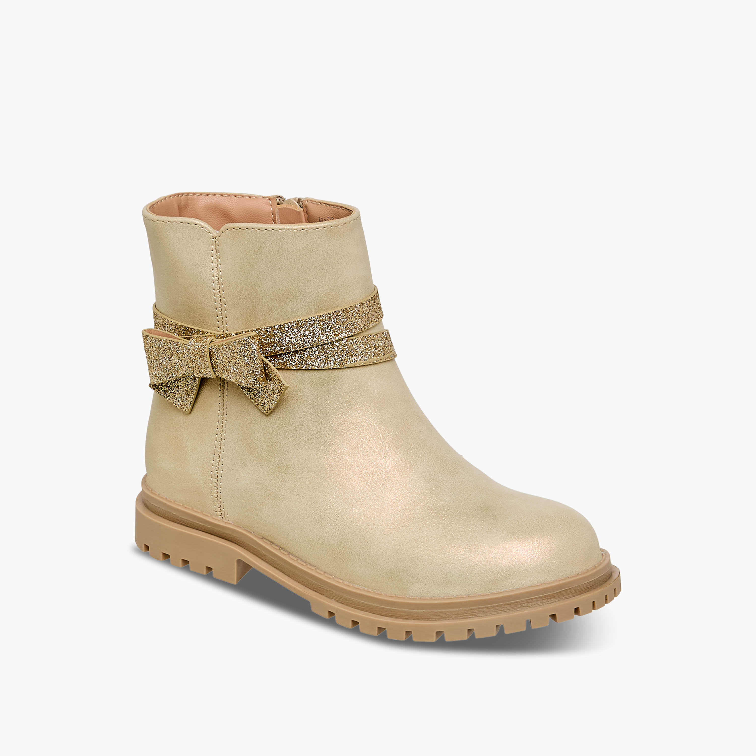 Celeste Girls Bow Embellished High Cut Boots-girls-shoes-boots-image-2