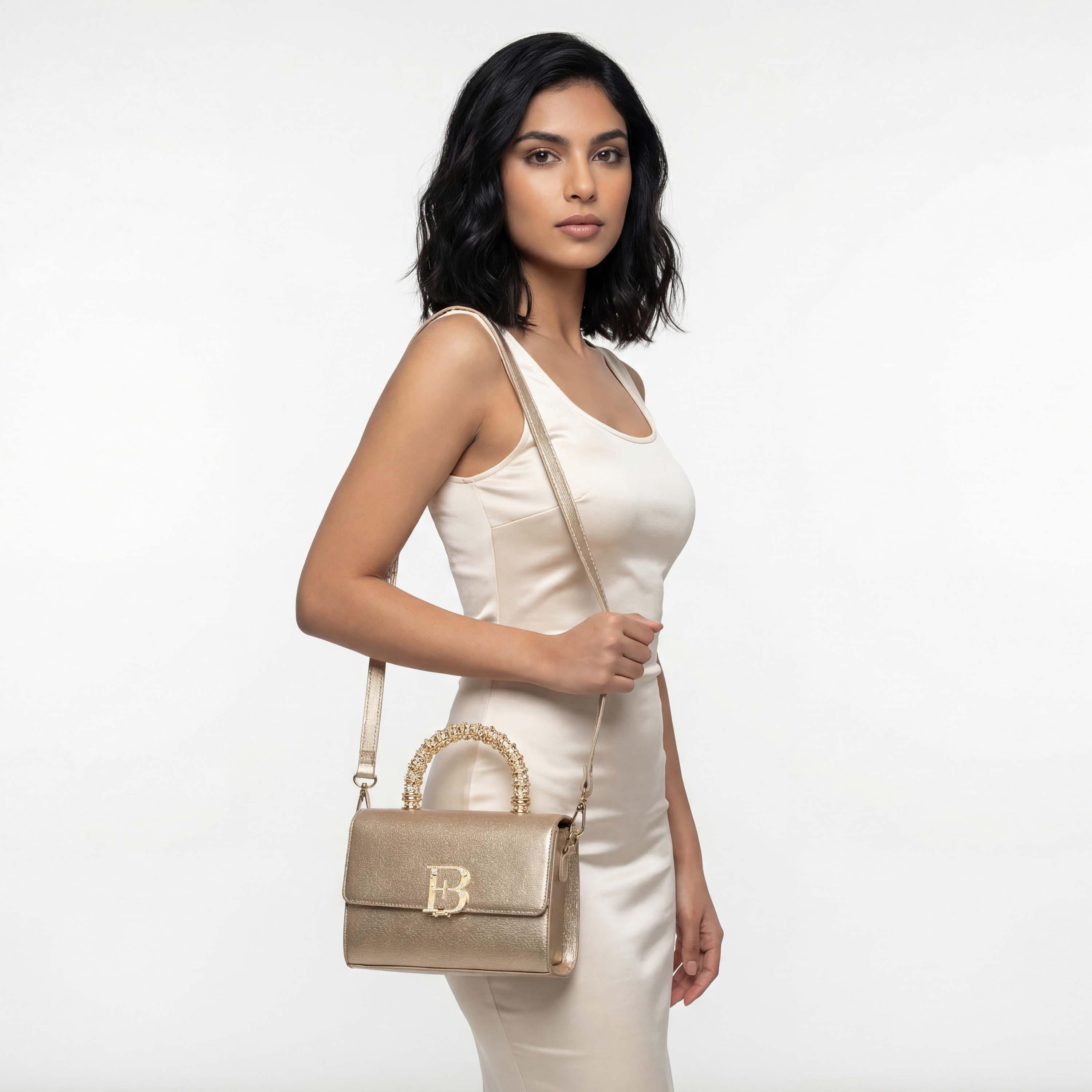 Floral Bella Logo Embellished Satchel Bag with Detachable Strap-women-bagsandwallets-handbags-image-2