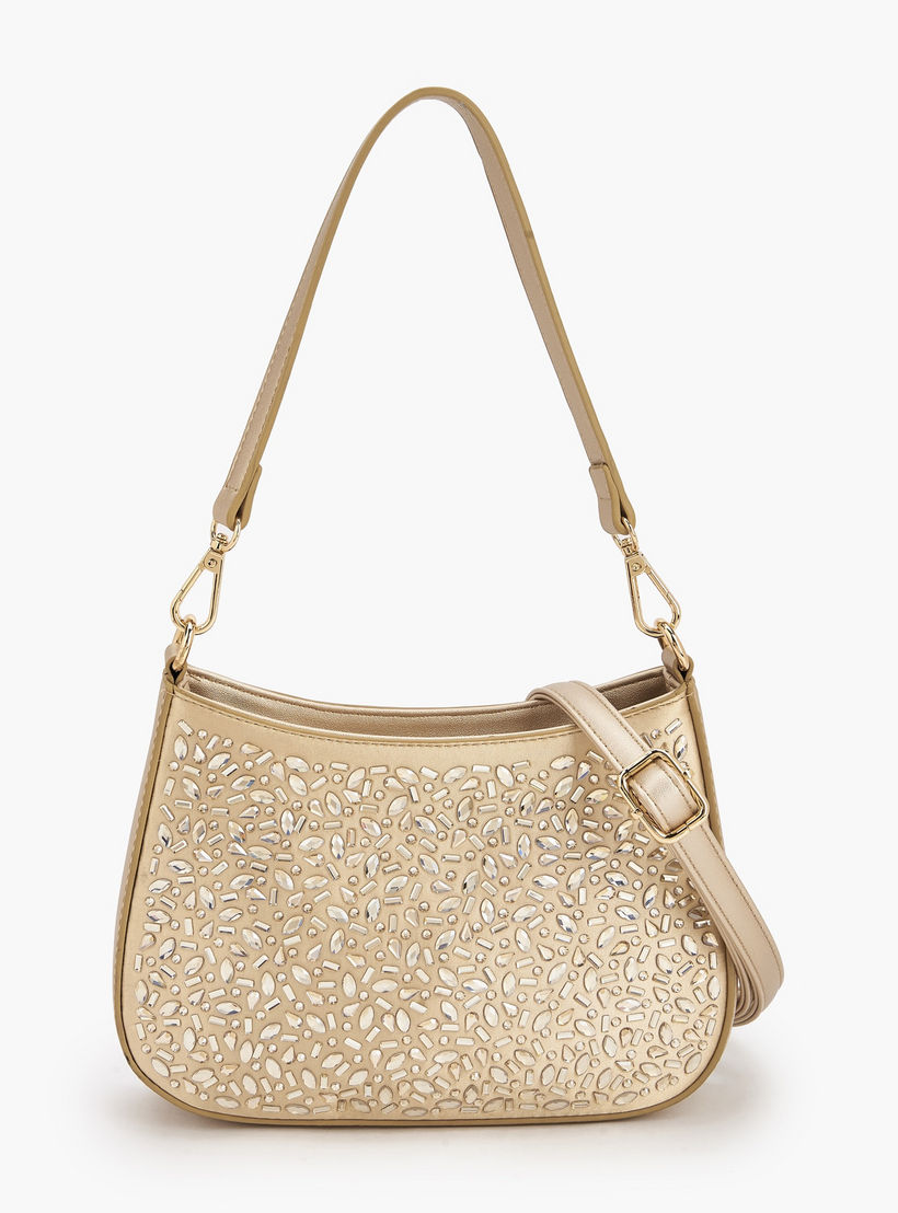 Flora Bella Embellished Shoulder Bag with Zip Closure-women-bagsandwallets-handbags-image-1