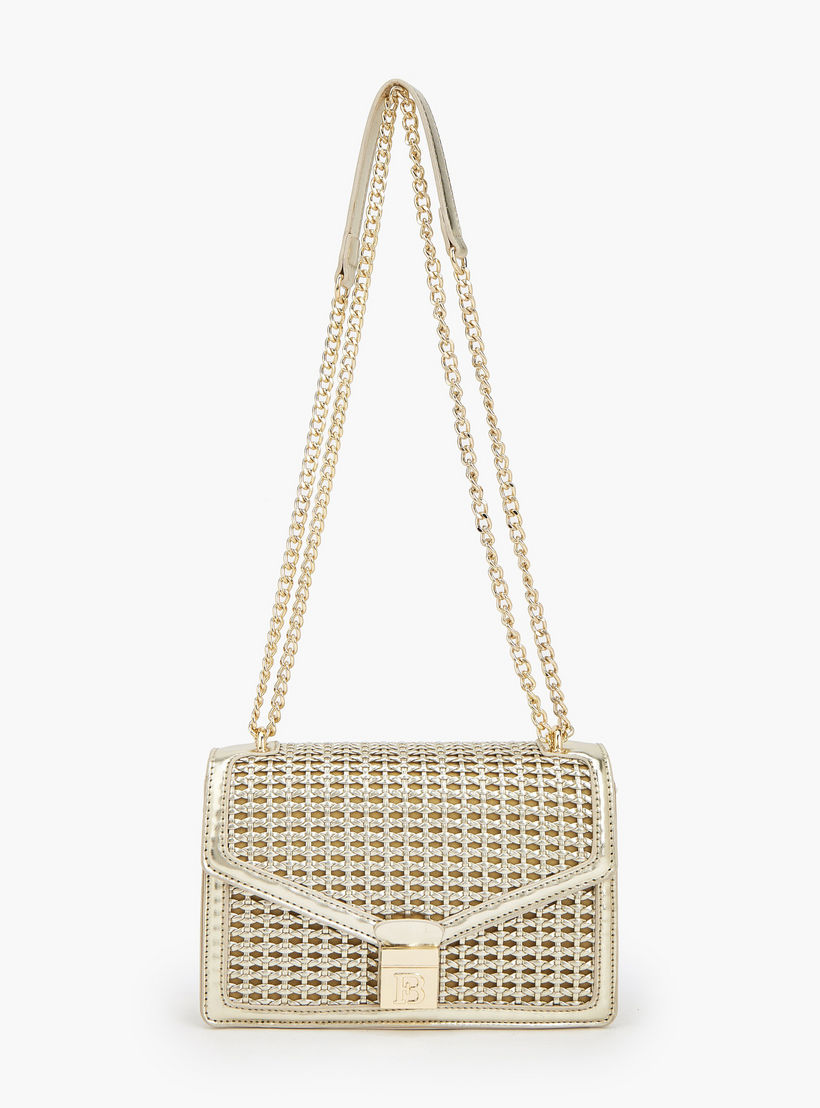 Flora Bella Metallic Textured Crossbody Bag with Chain Strap-women-bagsandwallets-handbags-image-1