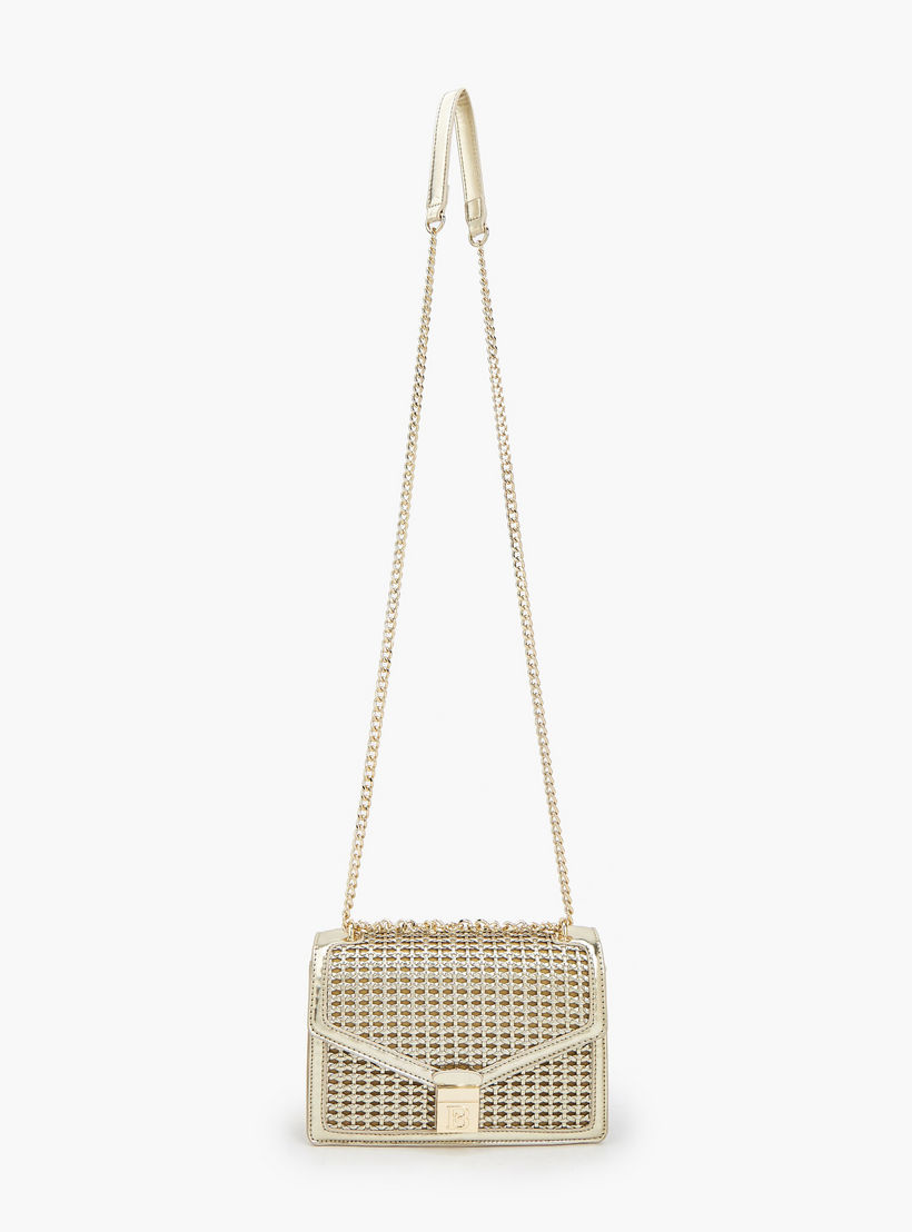 Flora Bella Metallic Textured Crossbody Bag with Chain Strap-women-bagsandwallets-handbags-image-3