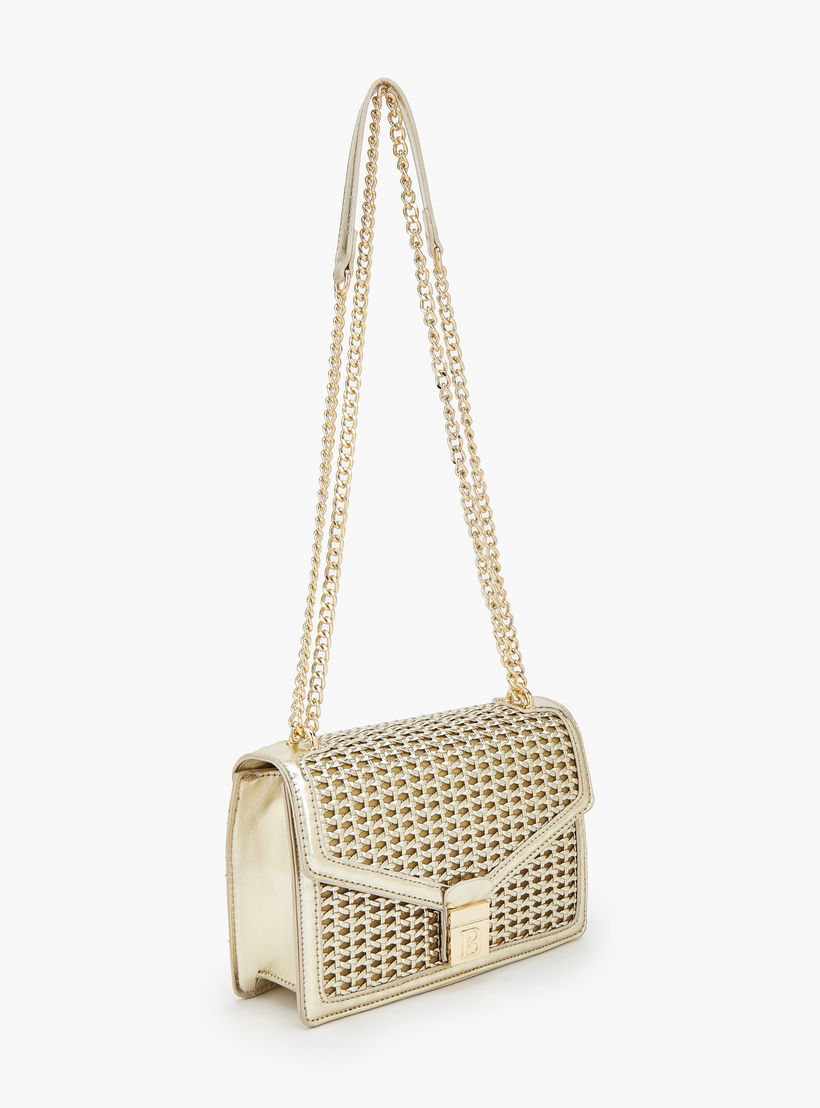 Flora Bella Metallic Textured Crossbody Bag with Chain Strap-women-bagsandwallets-handbags-image-4
