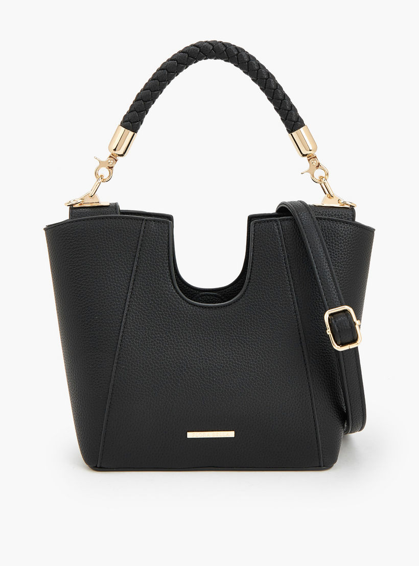 Flora Bella Textured Satchel Bag with Braided Handle-women-bagsandwallets-handbags-image-1