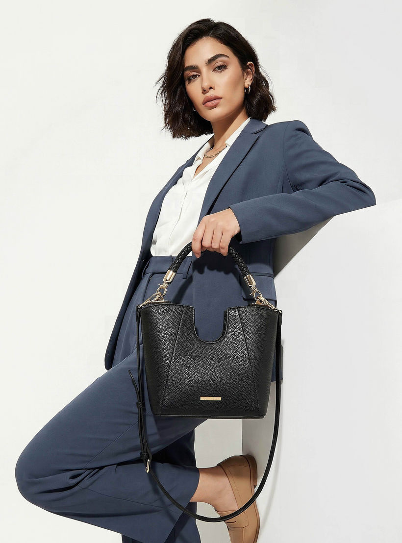 Flora Bella Textured Satchel Bag with Braided Handle-women-bagsandwallets-handbags-image-2