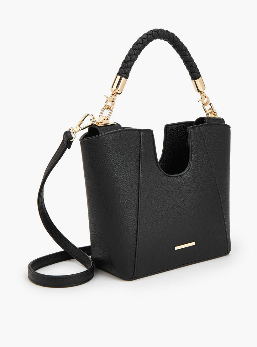 Flora Bella Textured Satchel Bag with Braided Handle-women-bagsandwallets-handbags-image-4