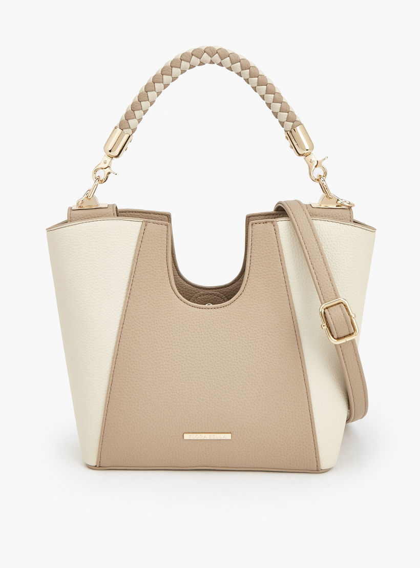 شنطة ساتشيل بارزة الملمس بمقبض مجدول من فلورا بيلا-women-bagsandwallets-handbags-image-1