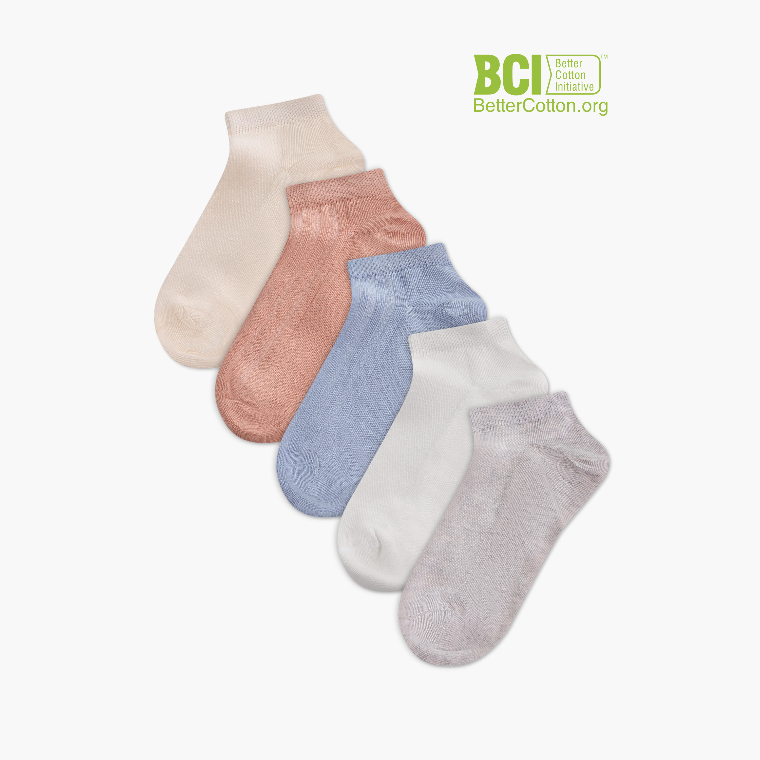 Celeste Solid Ankle Length Non Terry Socks - Set of 5-women-socksandstockings-image-1