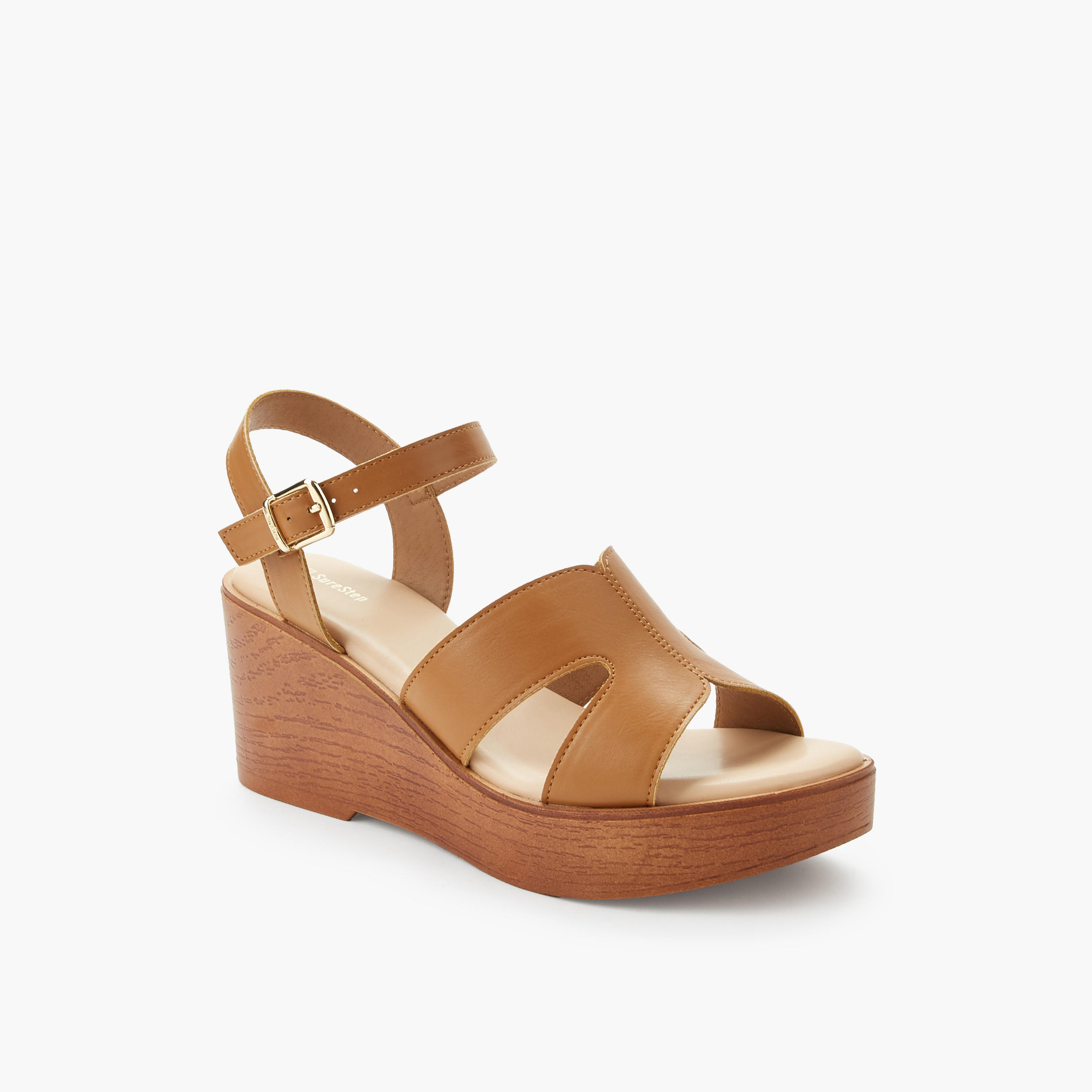 Surestep Women Light weight Ankle Strap Wedge Heel Sandals-women-shoes-sandals-heeled-image-2