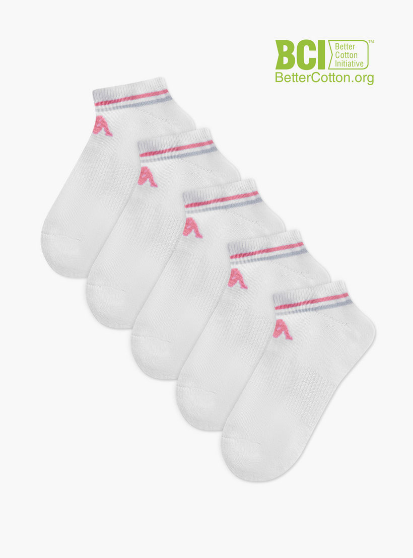 Kappa Striped Half Terry Ankle Length Cushioned Socks - Set of 5-girls-accessories-socks-image-1