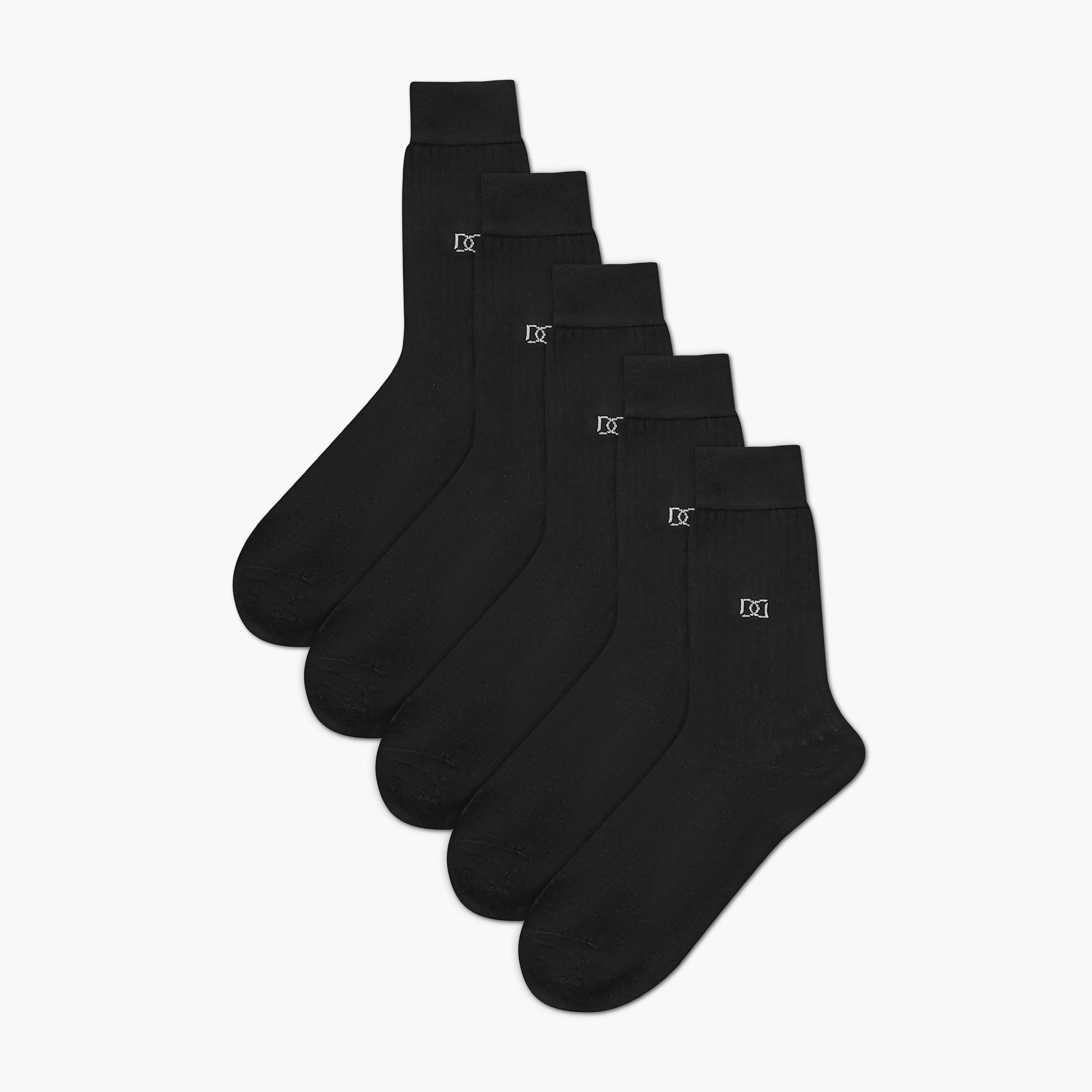 Duchini Logo Print Crew Length Socks - Set of 5-men-socks-image-1