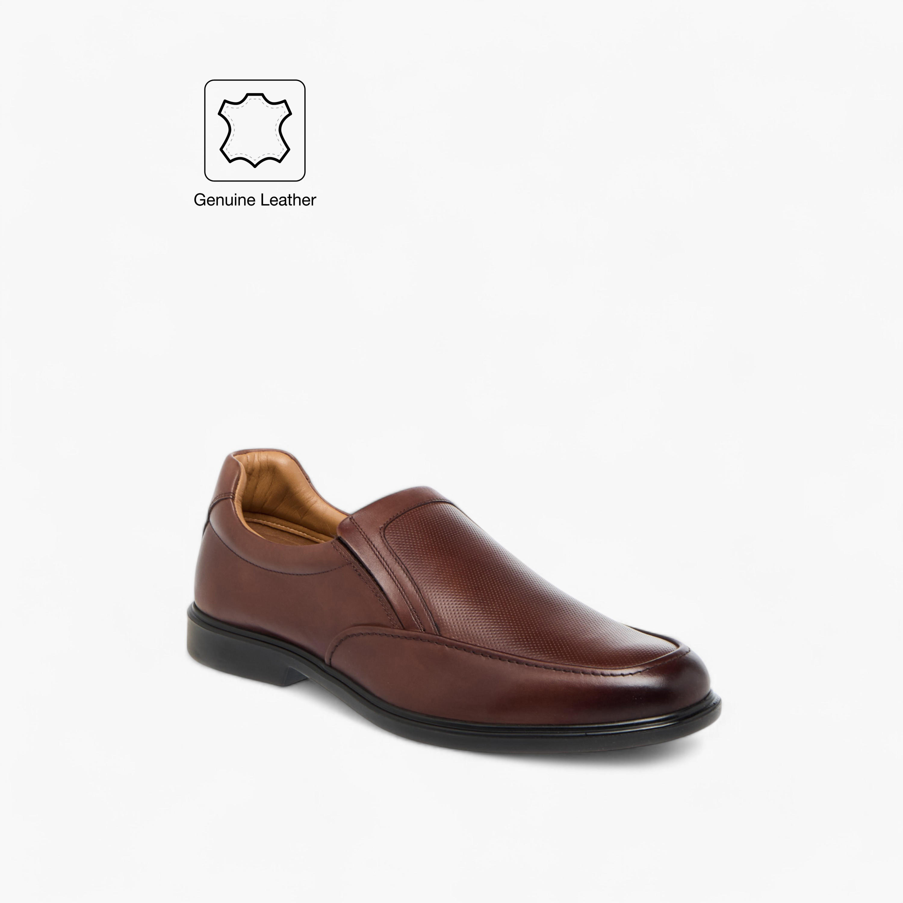 Duchini Men's Leather Textured Slip-On Loafers-men-shoes-formalshoes-image-2