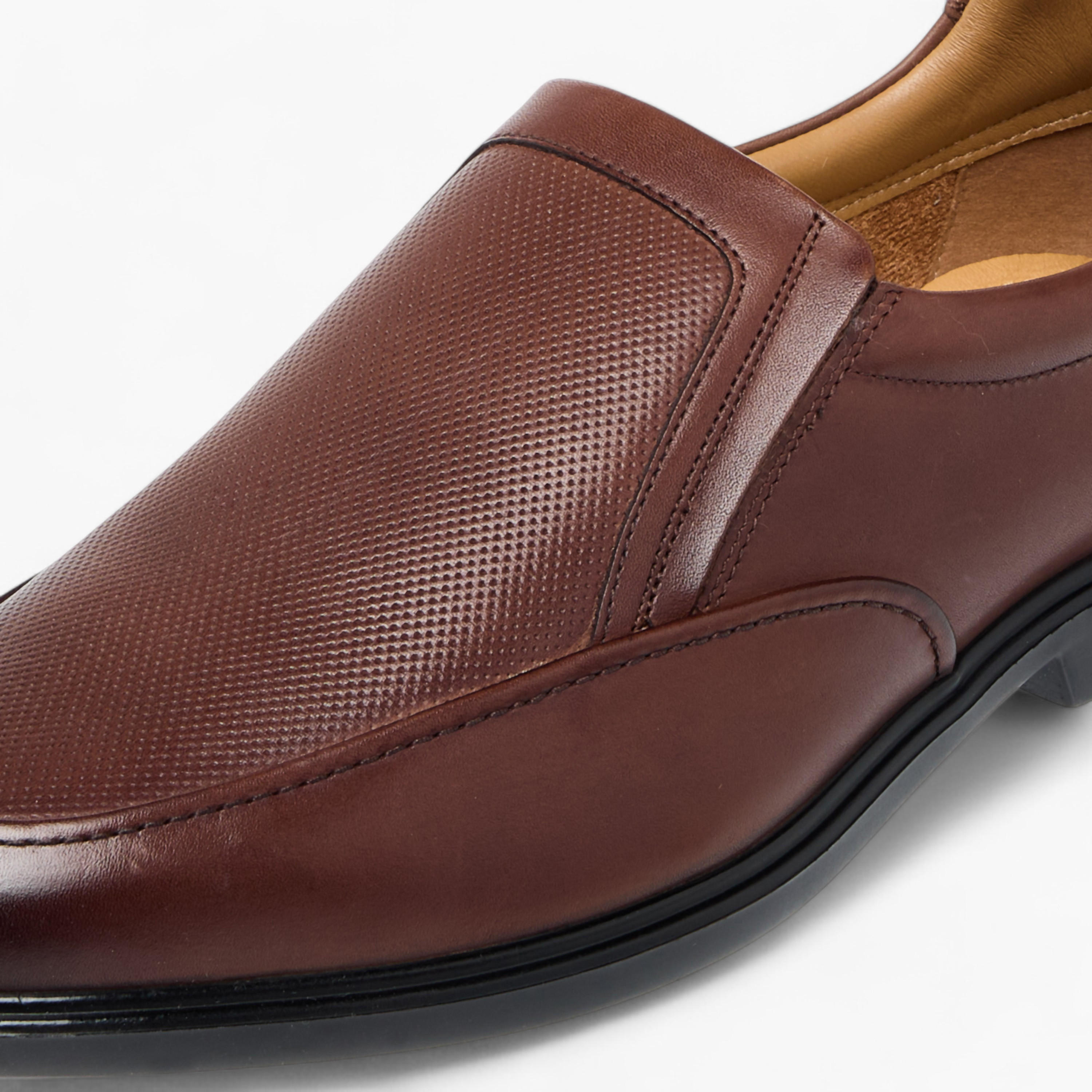 Duchini Men's Leather Textured Slip-On Loafers-men-shoes-formalshoes-image-4