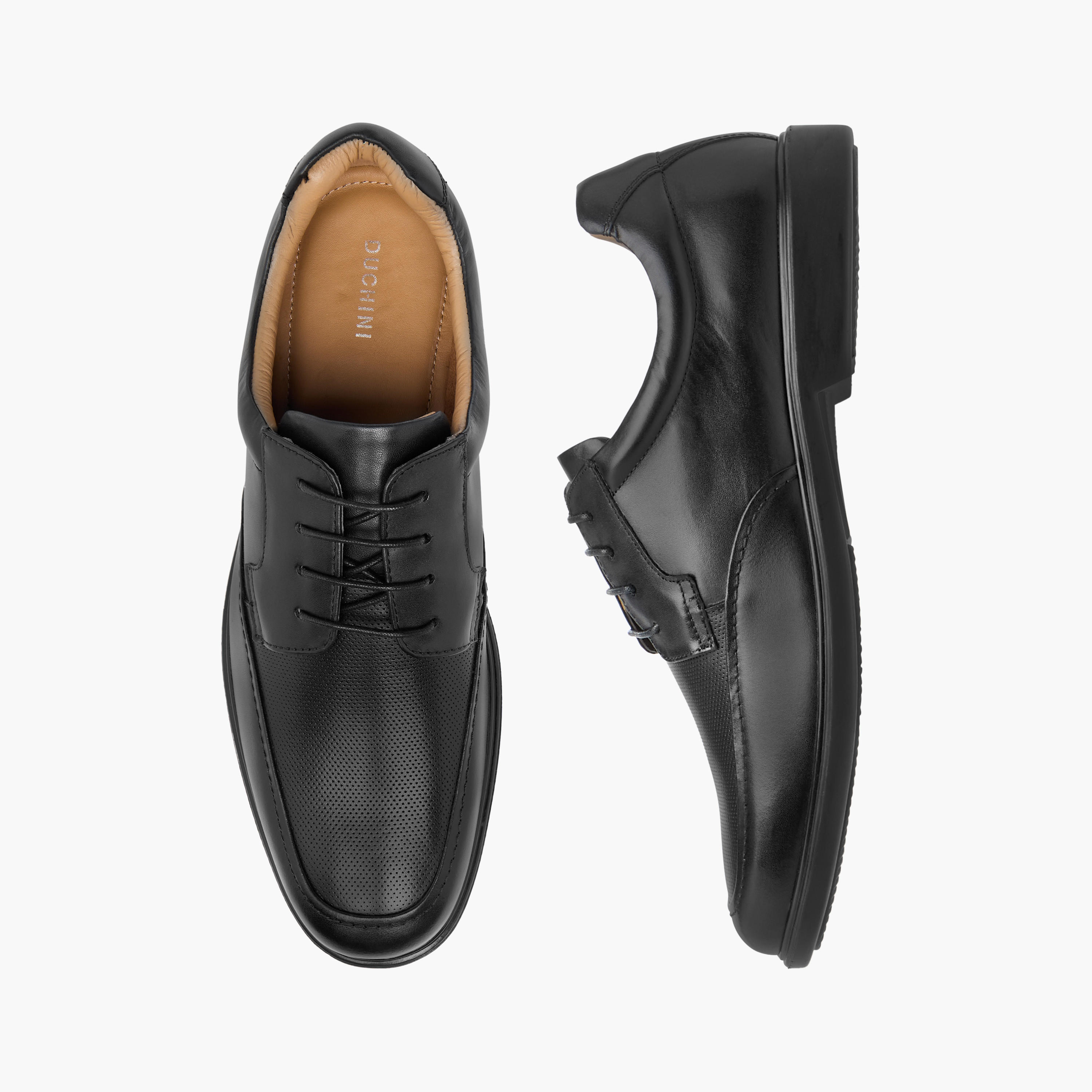 Duchini Men's Leather Textured Lace-Up Derby Shoes-men-shoes-formalshoes-image-1