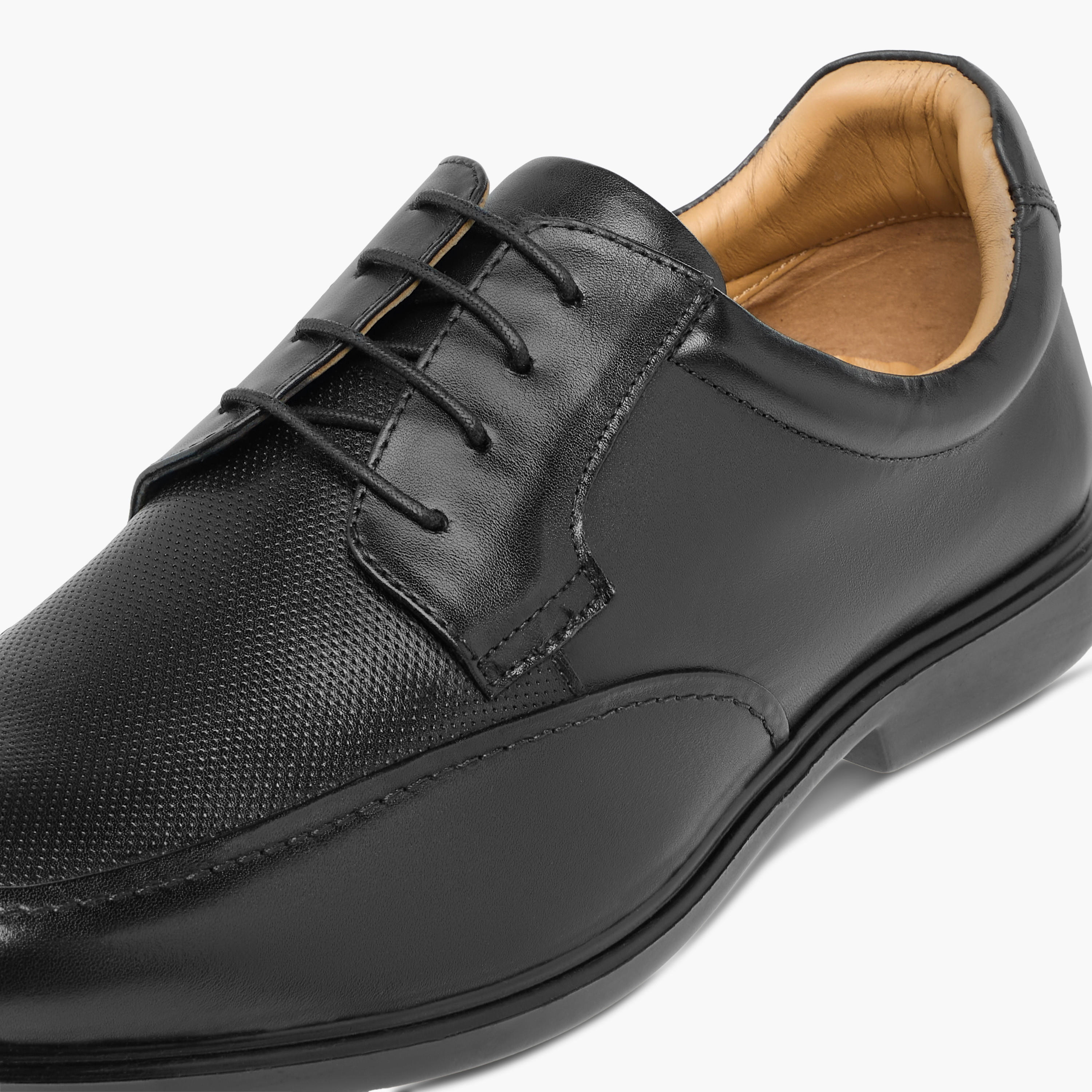 Duchini Men's Leather Textured Lace-Up Derby Shoes-men-shoes-formalshoes-image-4