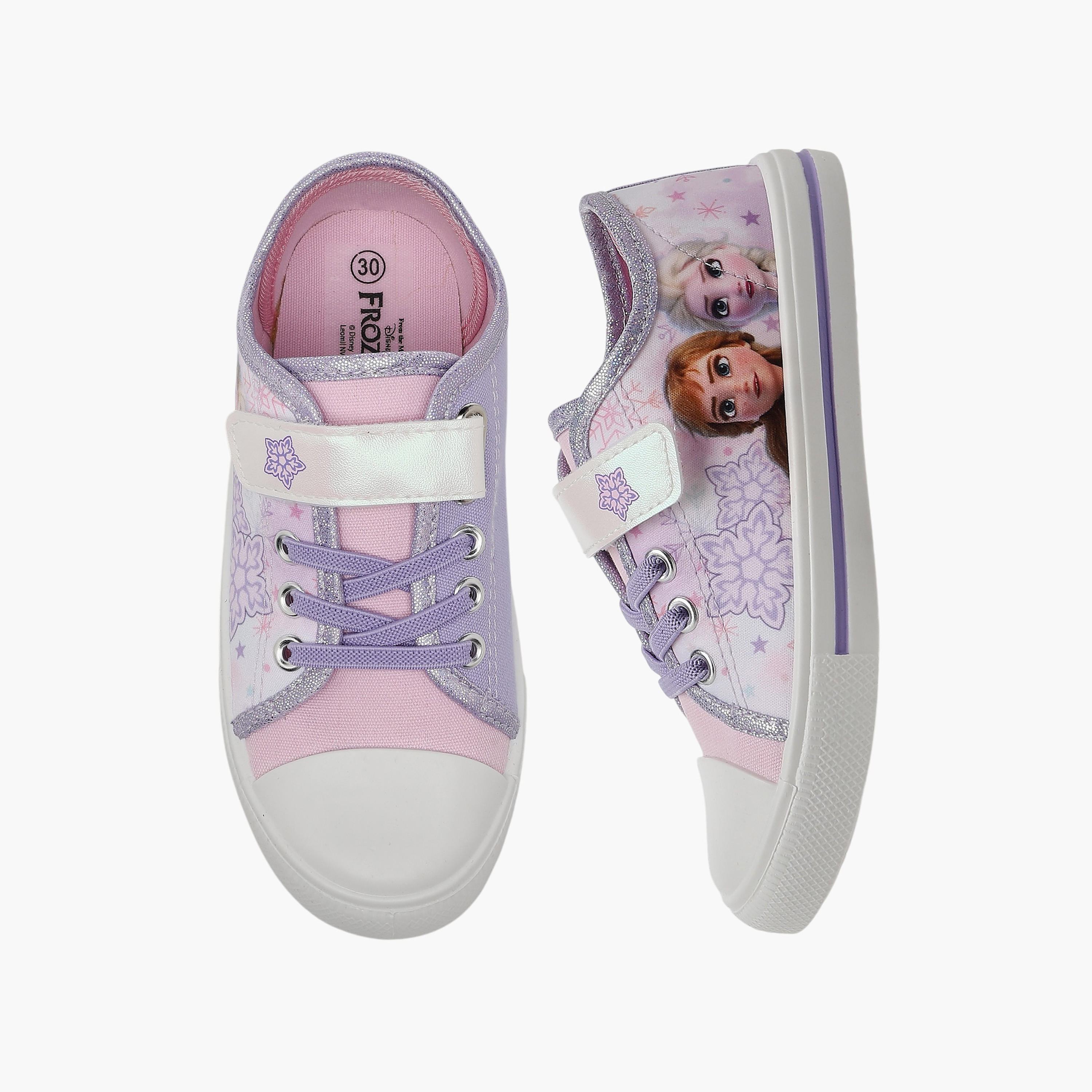حذاء سنيكرز بطول الكاحل وشريط إغلاق لاصق وطبعات فروزن للبنات-girls-shoes-sneakers-image-1