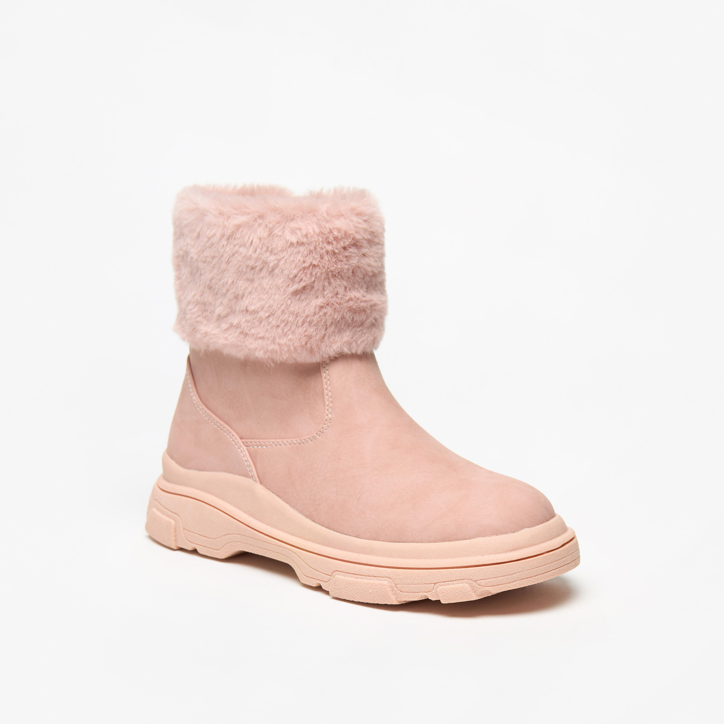 Little Missy Plush Detail Ankle Boots with Zip Closure-girls-shoes-boots-image-1
