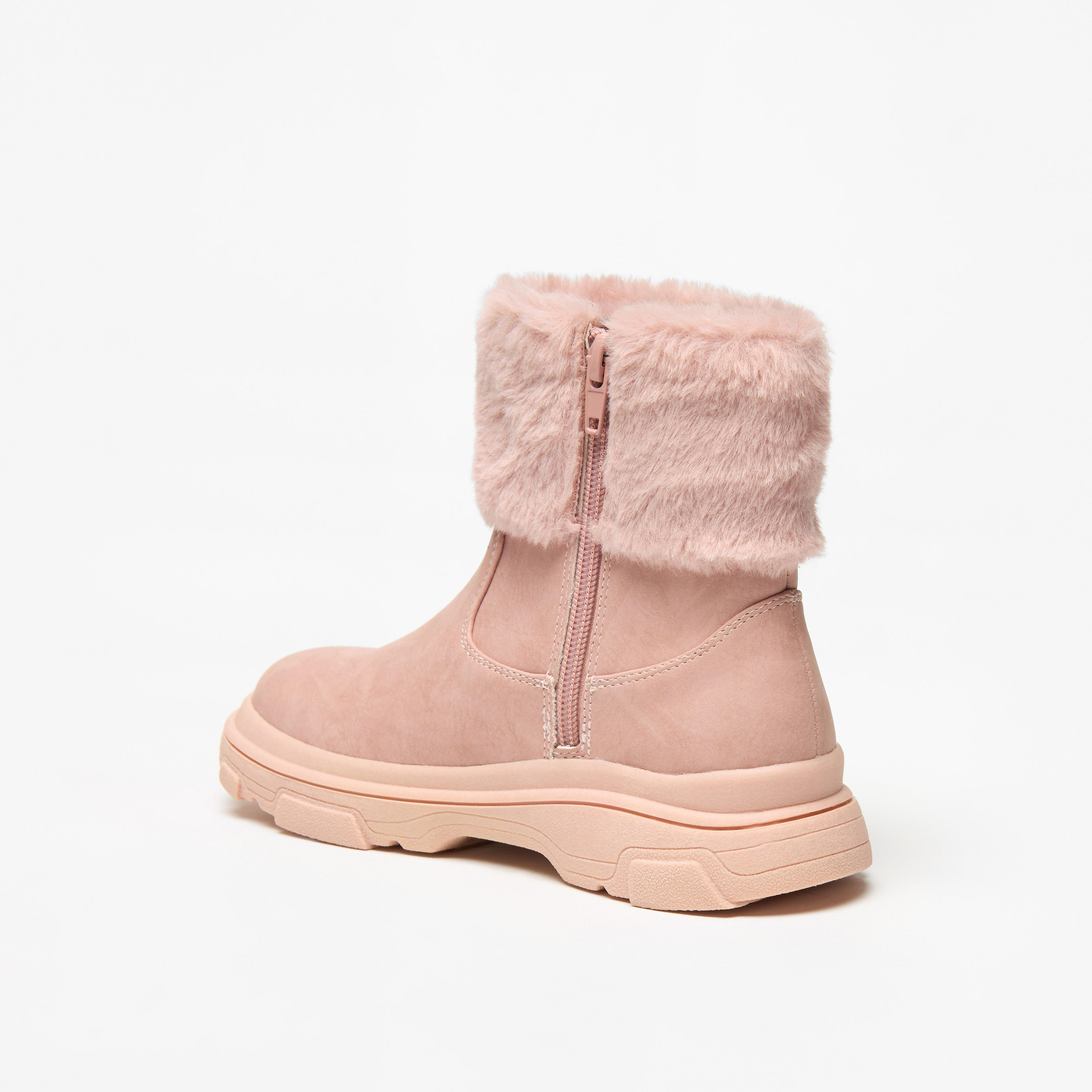 Little Missy Plush Detail Ankle Boots with Zip Closure-girls-shoes-boots-image-2