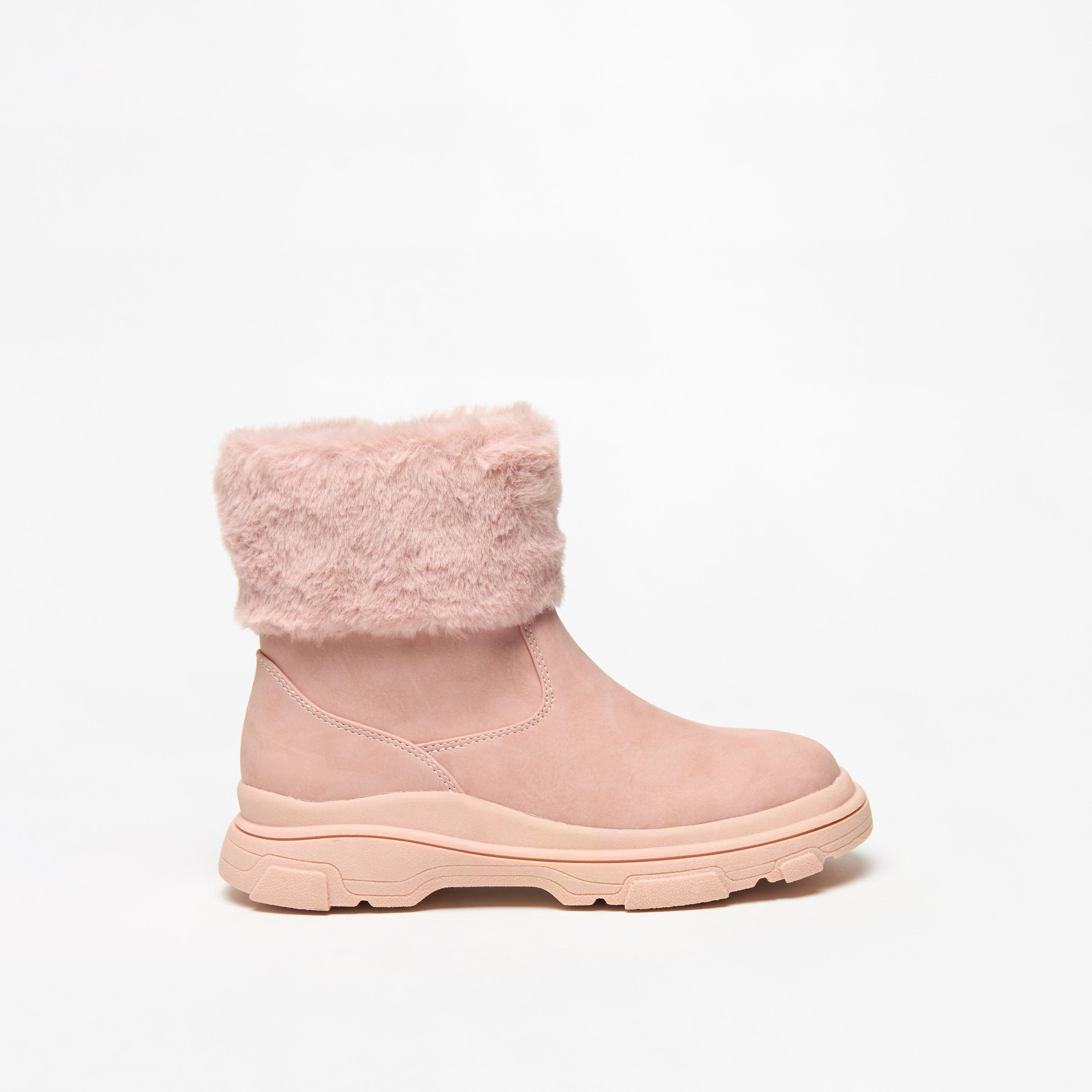 Little Missy Plush Detail Ankle Boots with Zip Closure-girls-shoes-boots-image-3