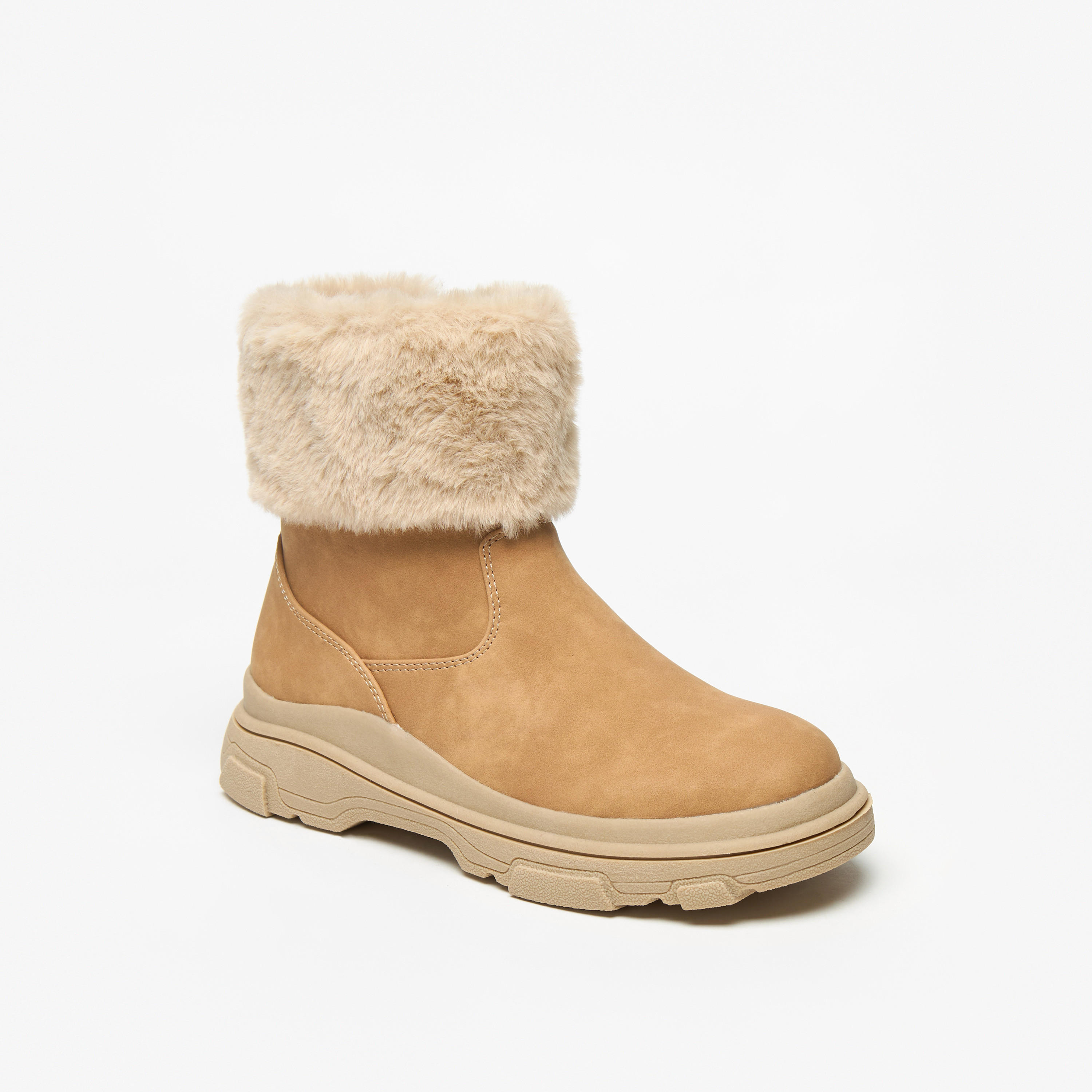 Little Missy Plush Detail Ankle Boots with Zip Closure-girls-shoes-boots-image-1