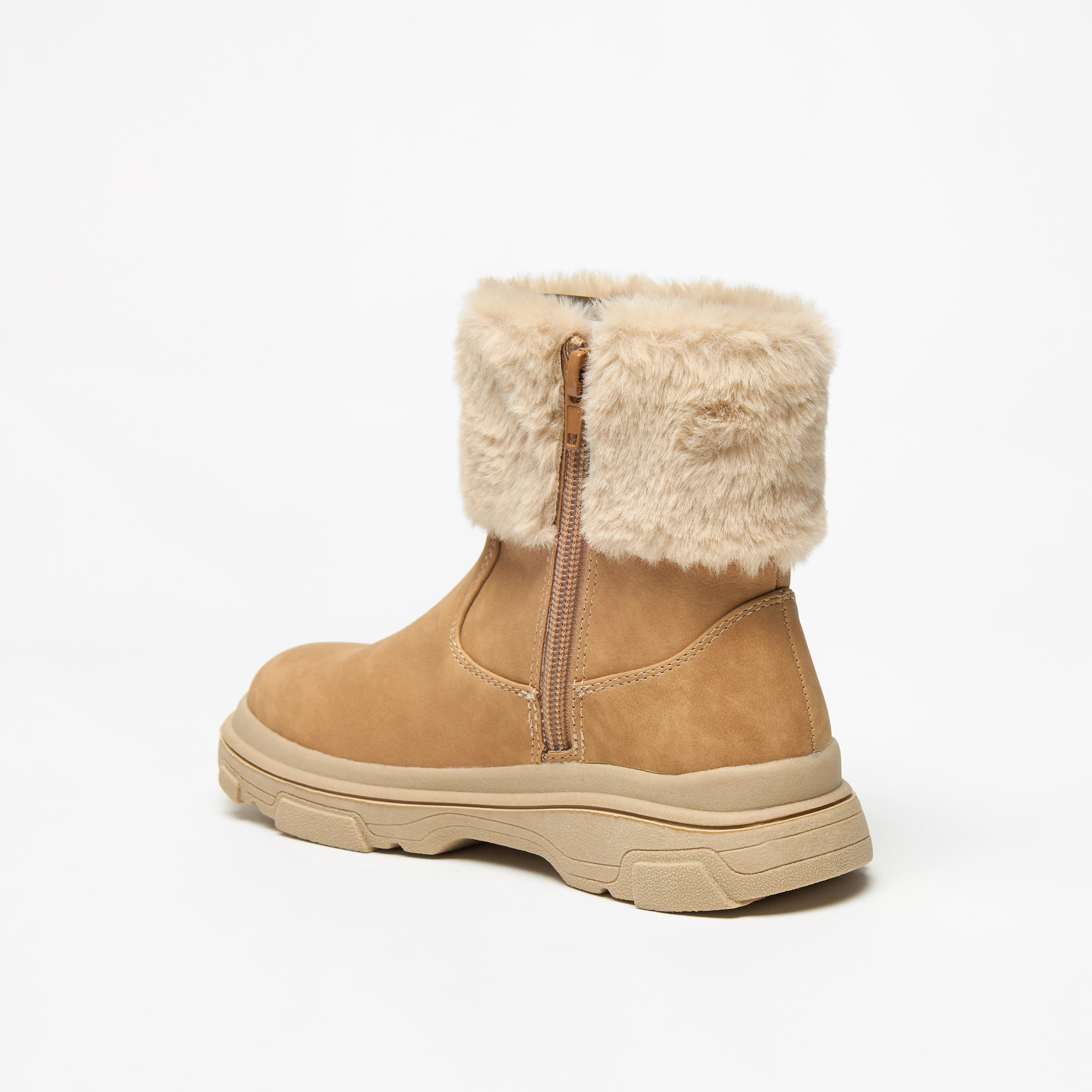 Little Missy Plush Detail Ankle Boots with Zip Closure-girls-shoes-boots-image-2