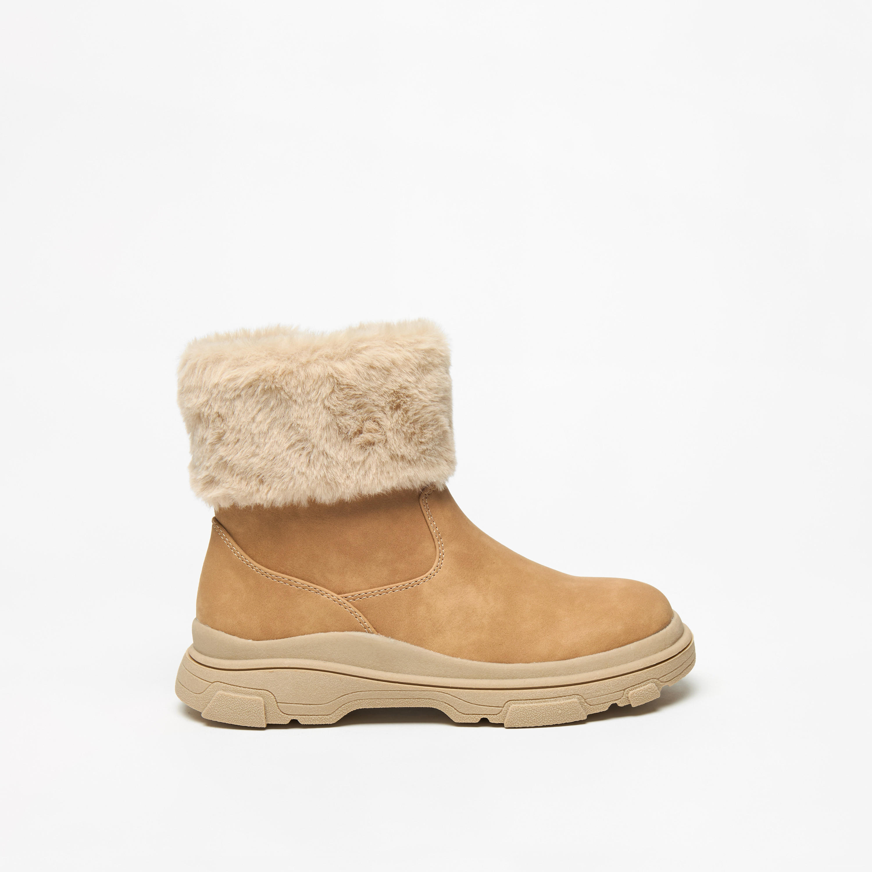 Little Missy Plush Detail Ankle Boots with Zip Closure-girls-shoes-boots-image-3