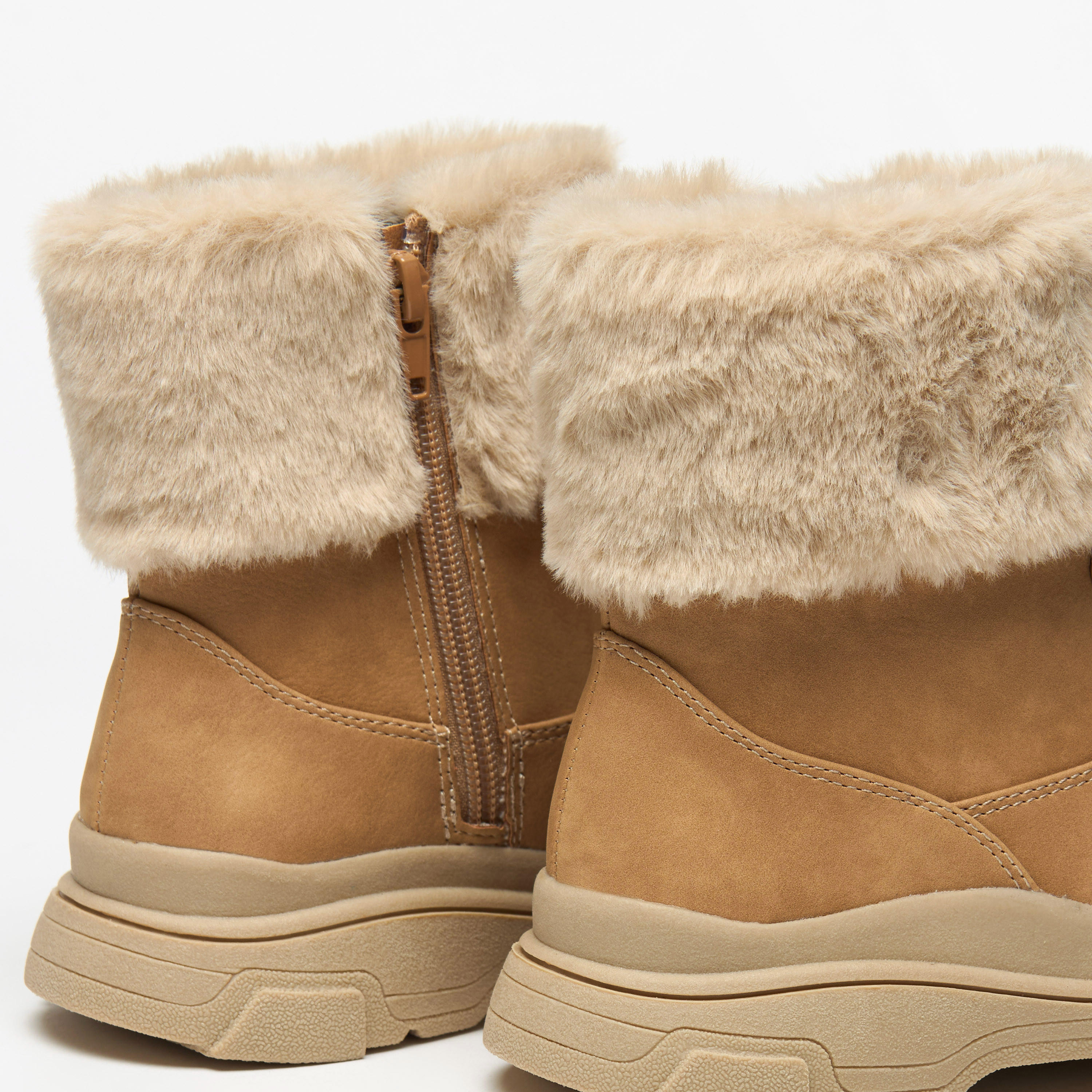 Little Missy Plush Detail Ankle Boots with Zip Closure-girls-shoes-boots-image-5