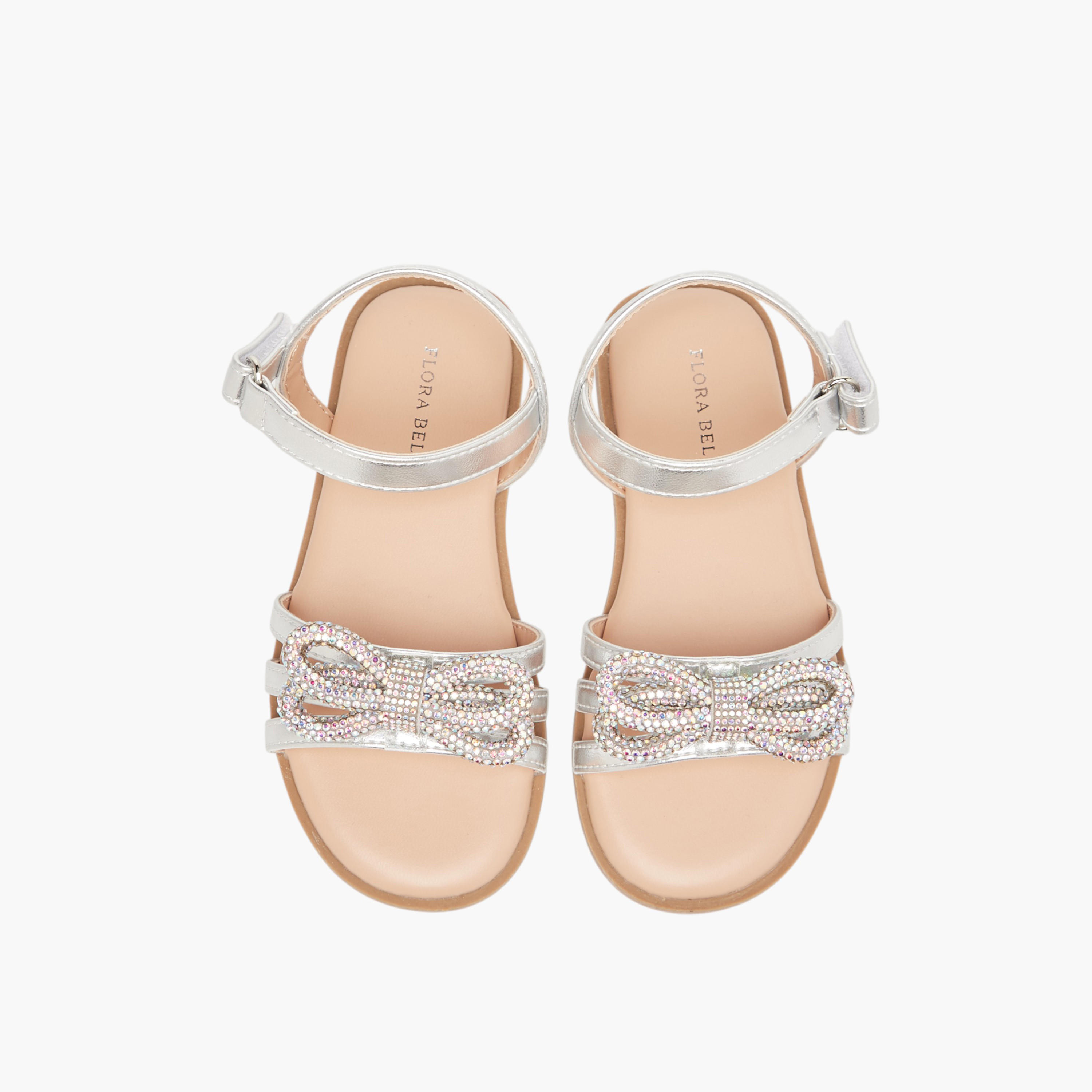 Flora Bella Metallic Sandals with Hook and Loop Closure-girls-shoes-sandals-image-1